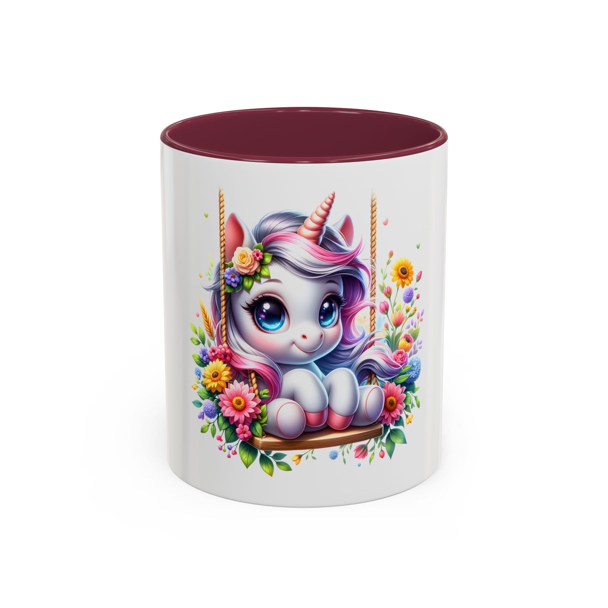 Cute Floral Unicorn Mug (11oz) - Colorful Kawaii Coffee Cup Gift