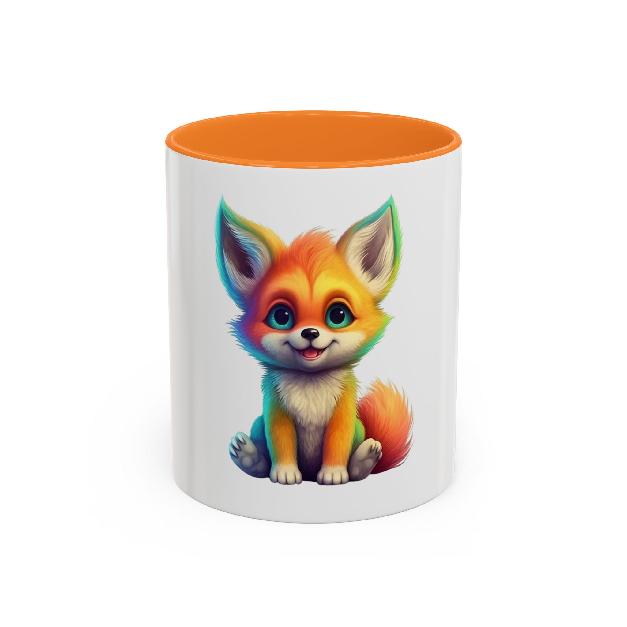 Cute Rainbow Fox Mug (11oz) – Colorful Kawaii Animal Coffee Cup