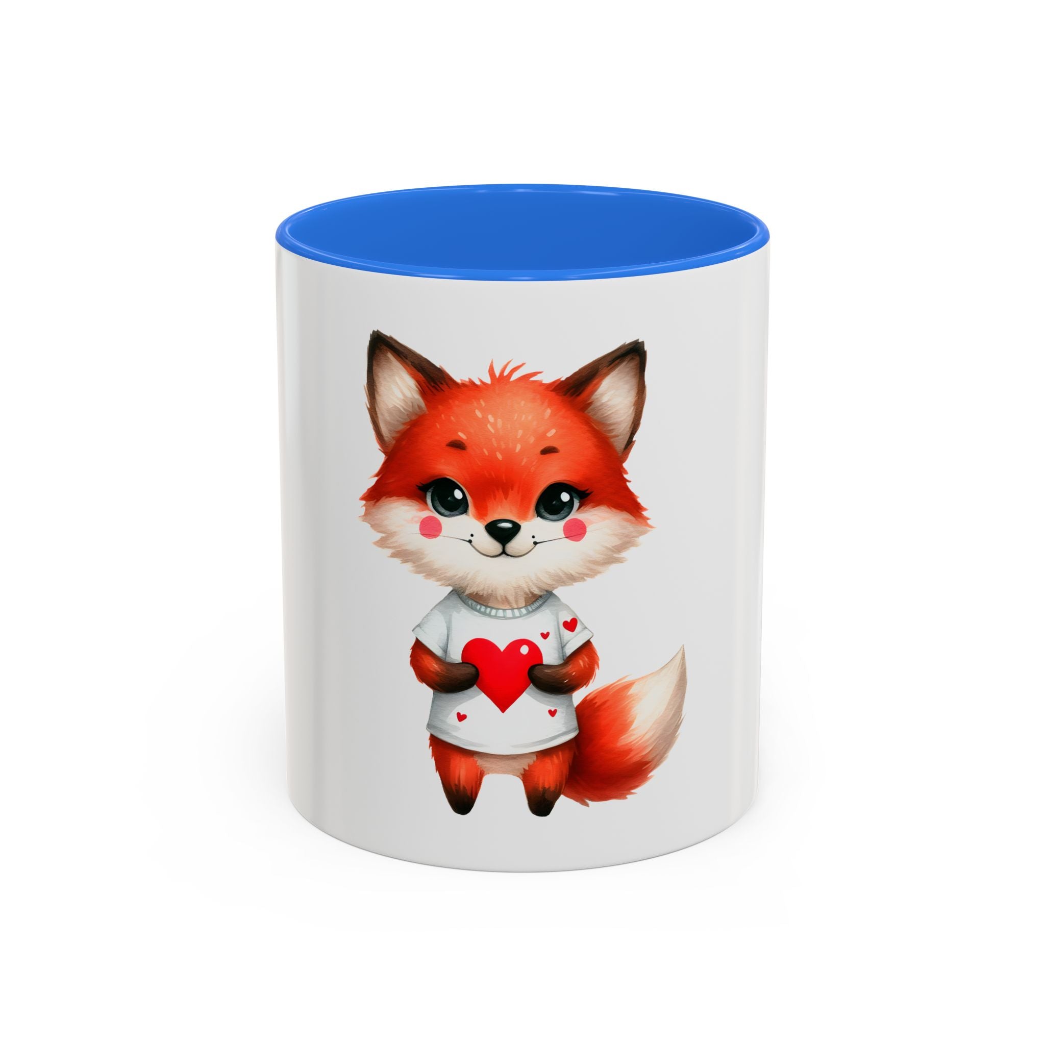 Cute Fox Heart Mug – Adorable Red Fox Holding Heart Coffee Cup (11oz)