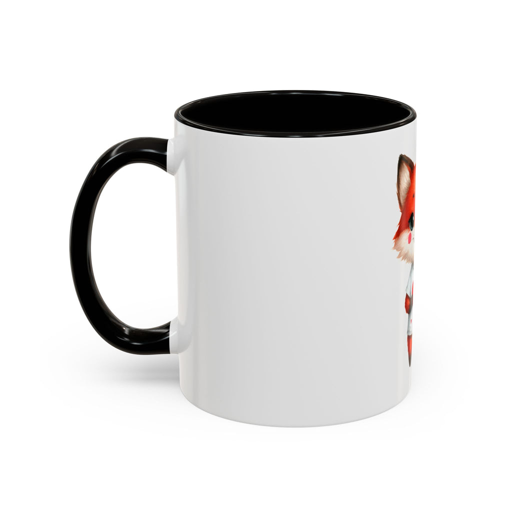 Cute Fox Heart Mug – Adorable Red Fox Holding Heart Coffee Cup (11oz)