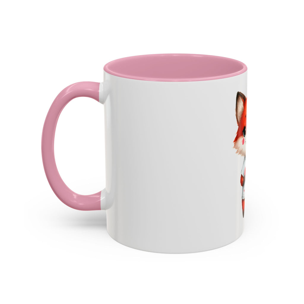 Cute Fox Heart Mug – Adorable Red Fox Holding Heart Coffee Cup (11oz)