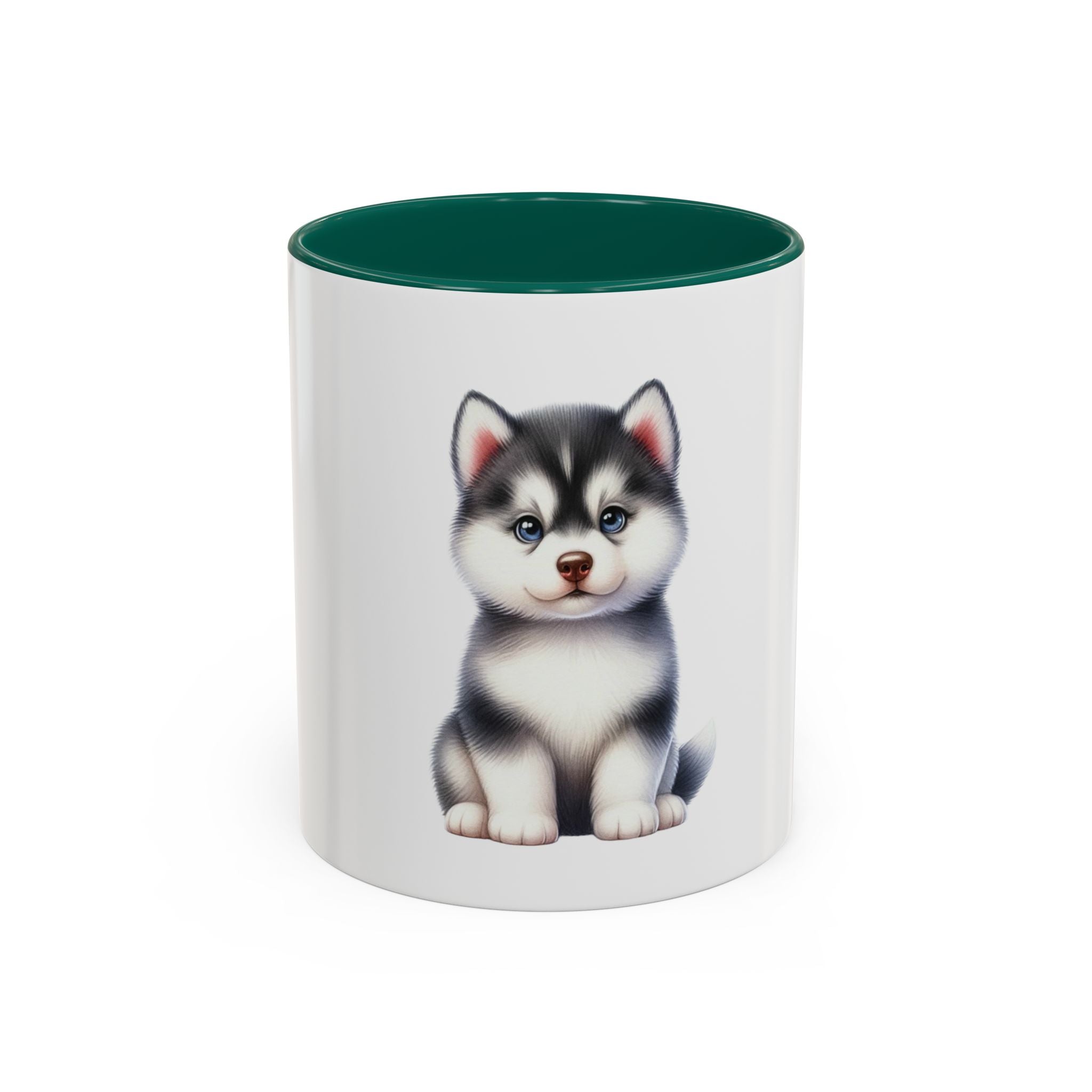 Cute Husky Puppy Coffee Mug — 11oznColor Accent Ceramic Mug