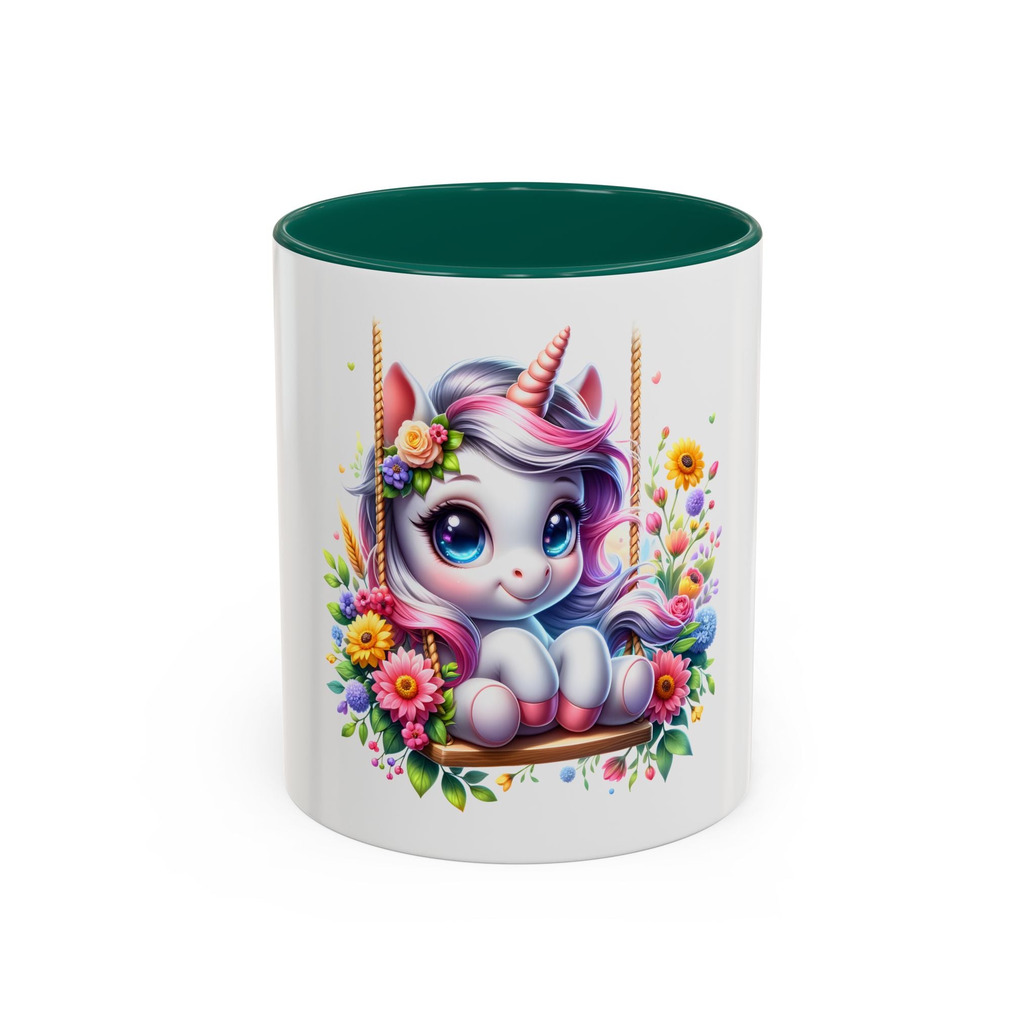 Cute Floral Unicorn Mug (11oz) - Colorful Kawaii Coffee Cup Gift