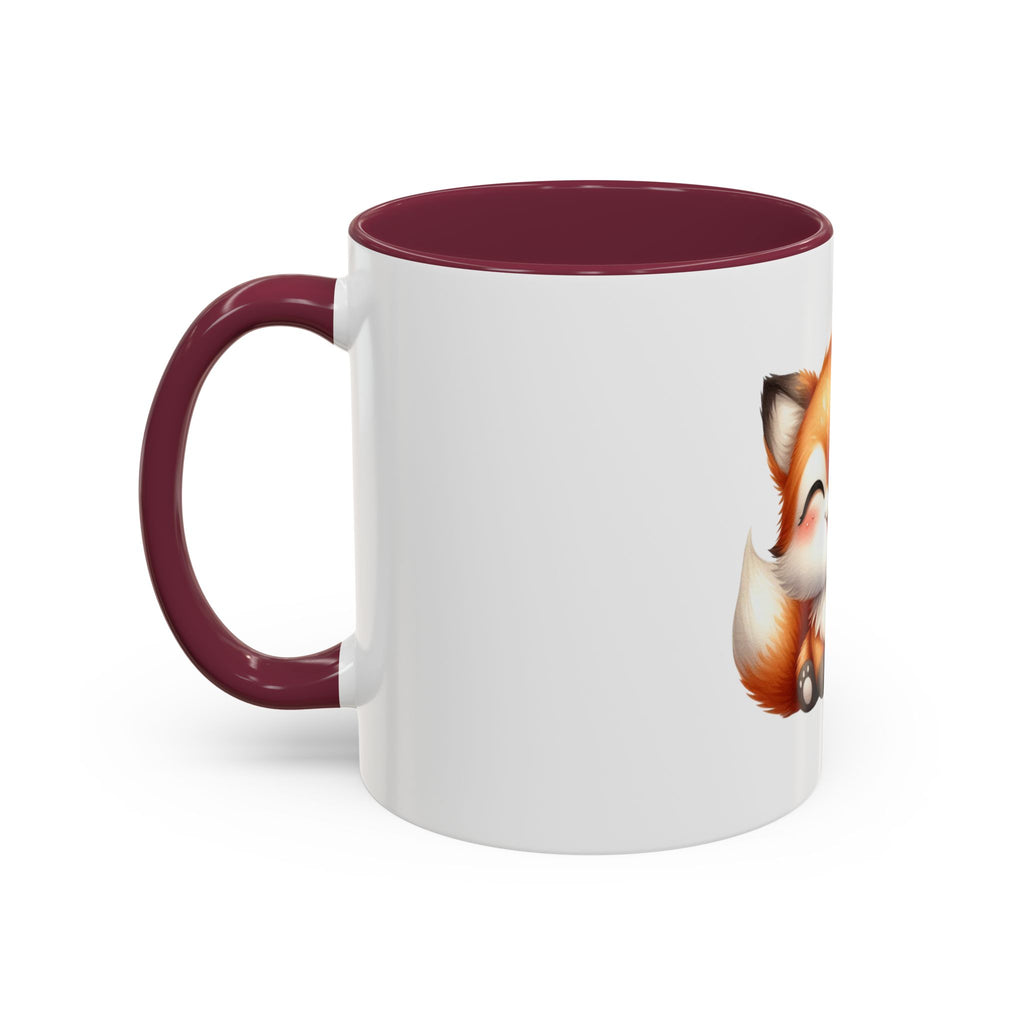 Cute Smiling Fox Coffee Mug — 11oz Color Accent Tea Cup