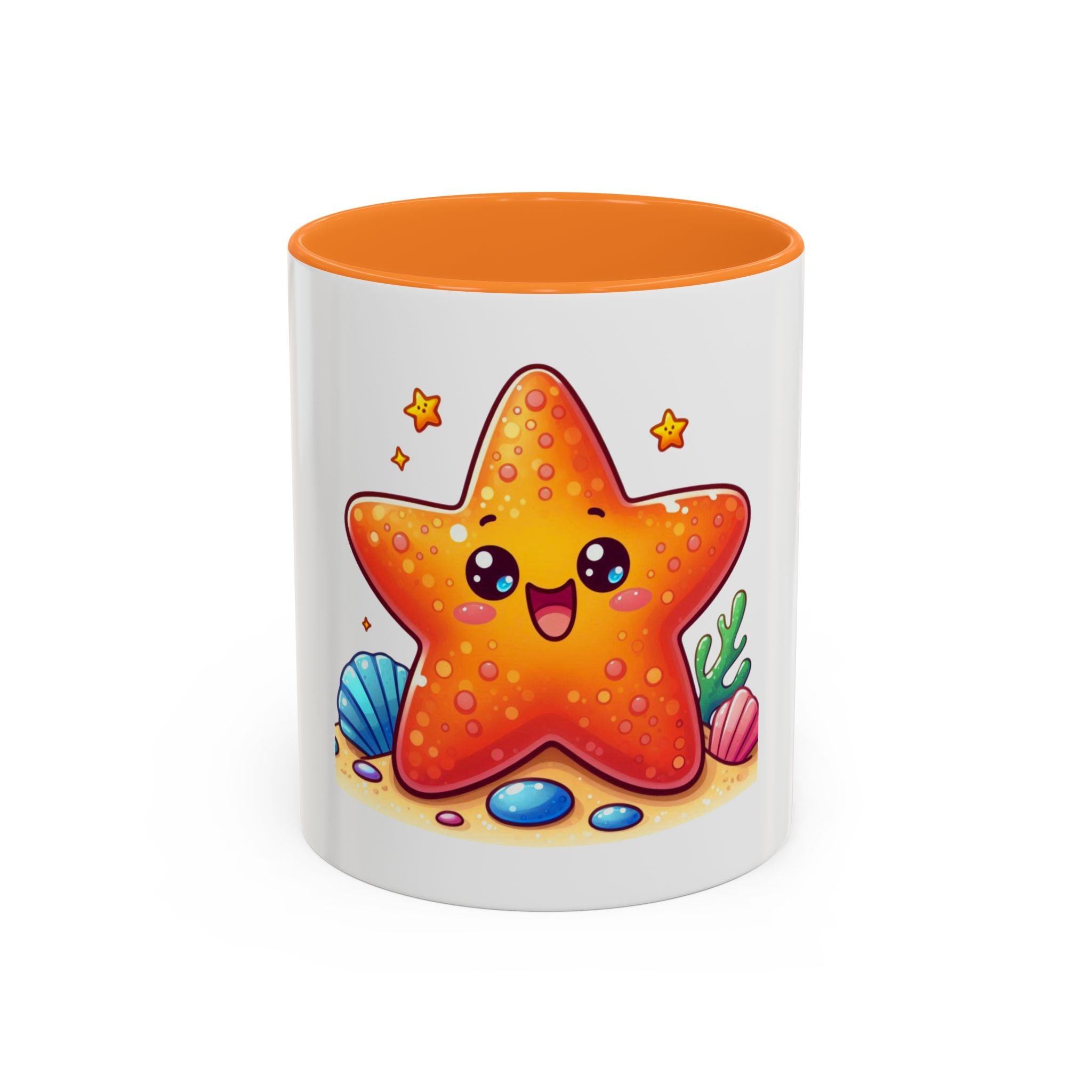 Cute Kawaii Starfish Coffee Mug – Colorful Ocean Cartoon 11oz