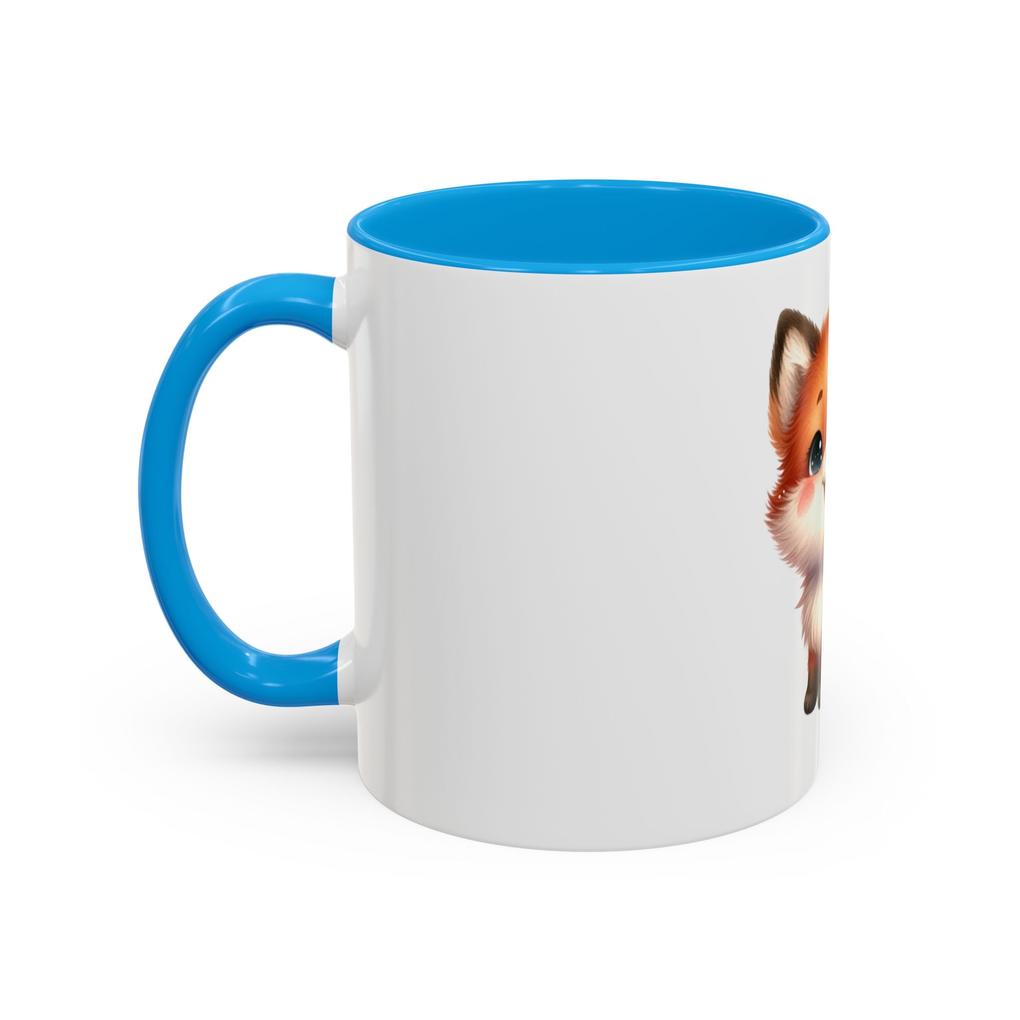 Cute Baby Fox Coffee Mug – Adorable Cartoon Fox 11oz Color Accent