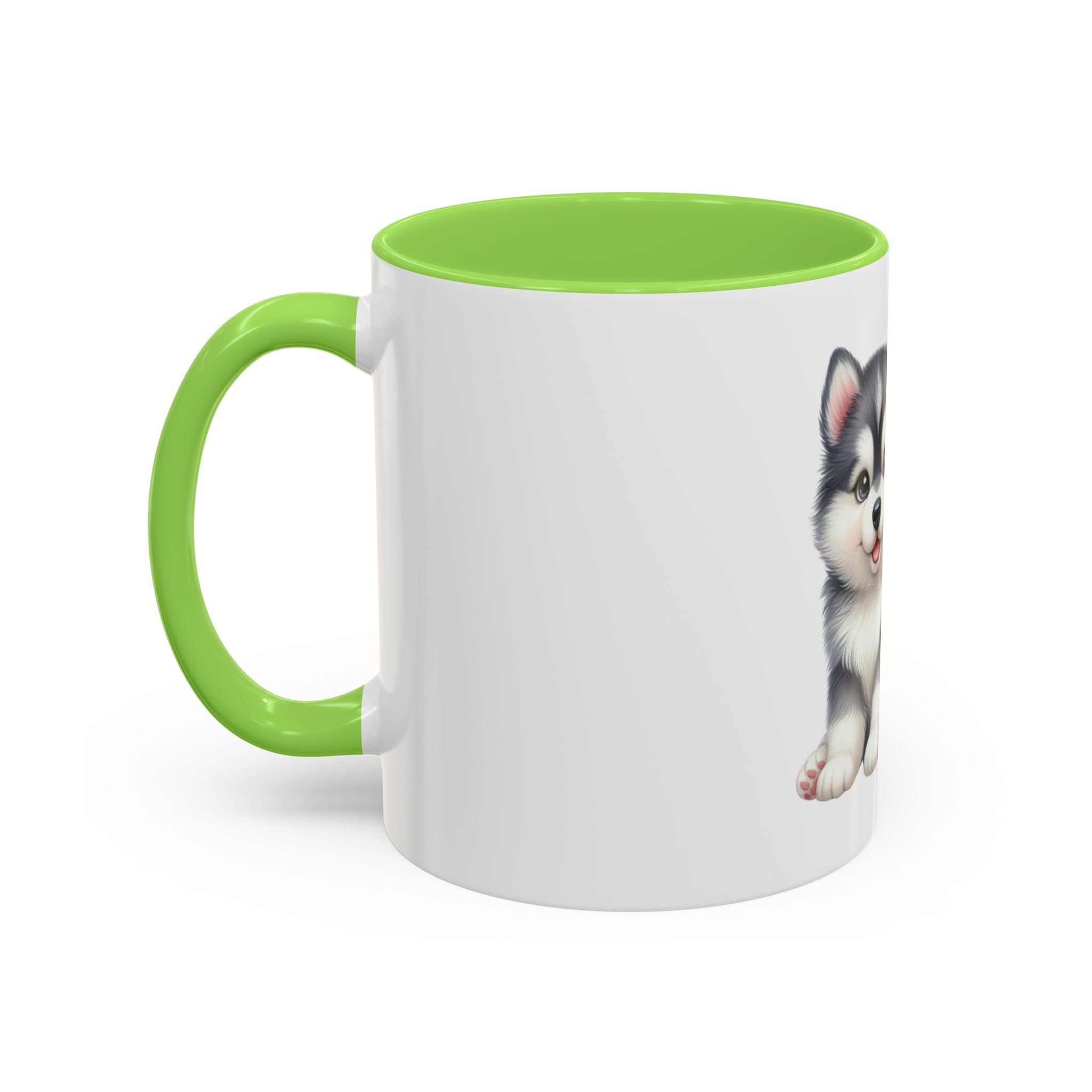 Cute Husky Puppy Coffee Mug — 11oz Color Accent Ceramic