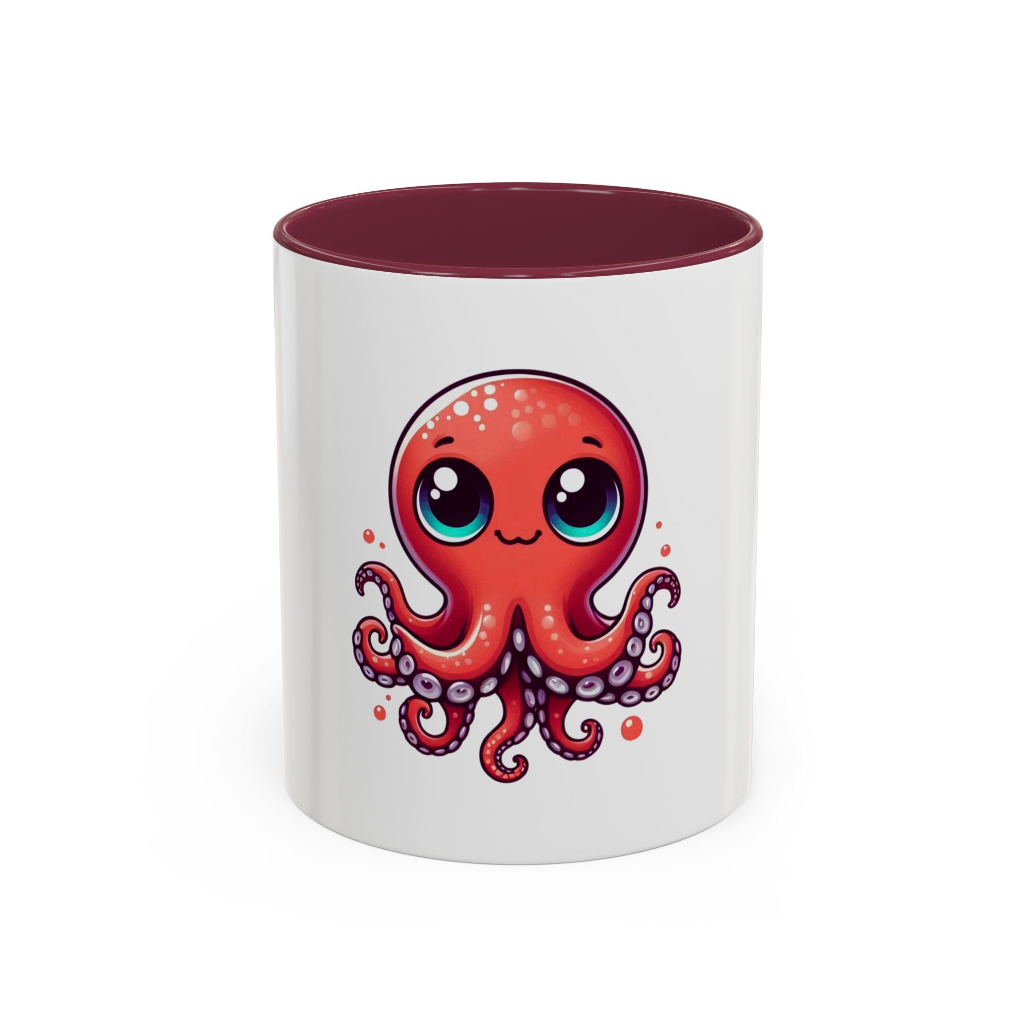Cute Red Octopus Coffee Mug (11oz) - Kawaii Sea Creature Ceramic Cup
