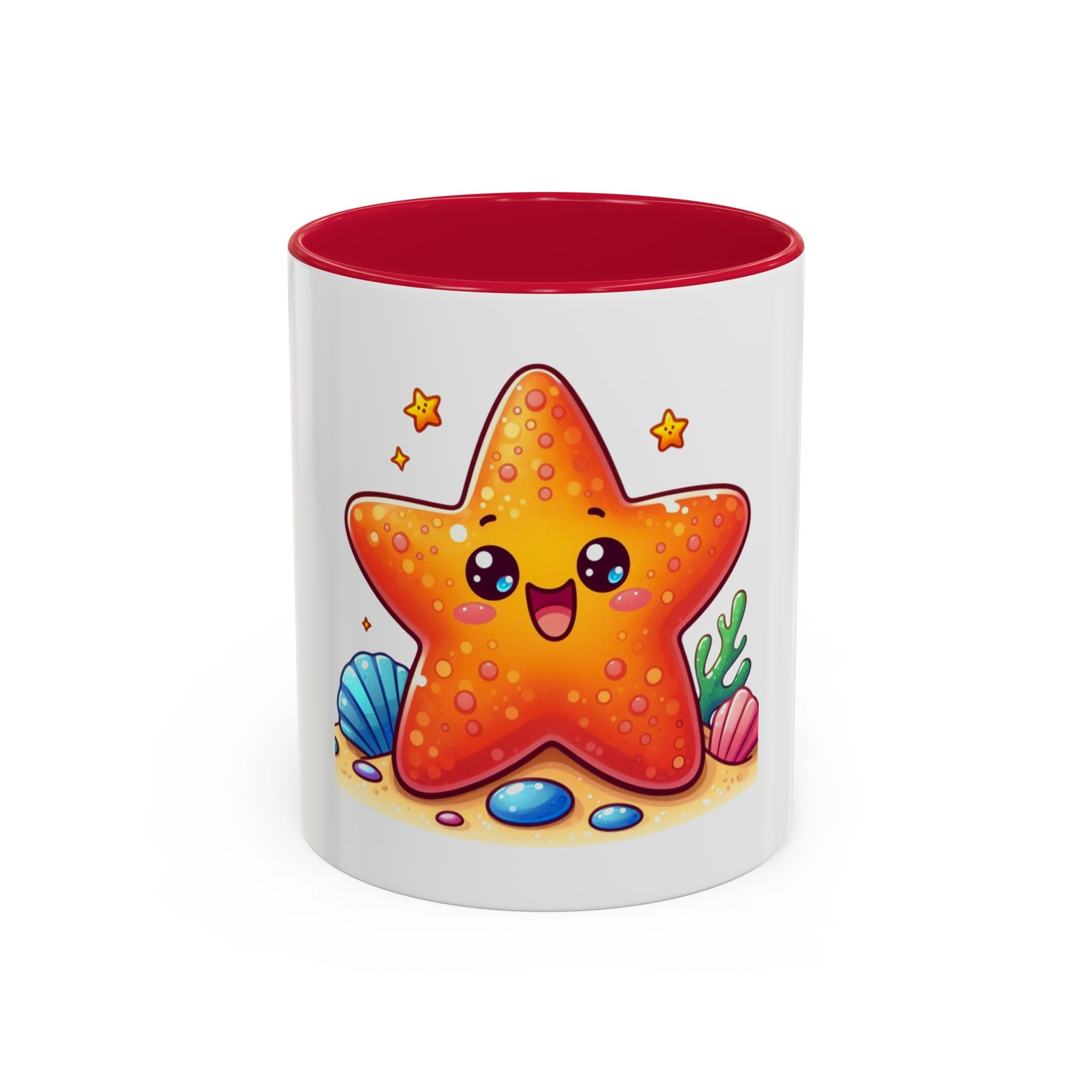 Cute Kawaii Starfish Coffee Mug – Colorful Ocean Cartoon 11oz