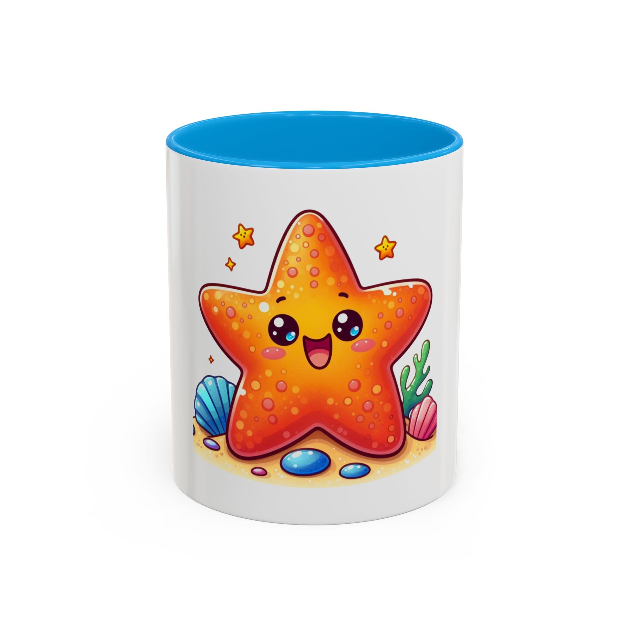 Cute Kawaii Starfish Coffee Mug – Colorful Ocean Cartoon 11oz