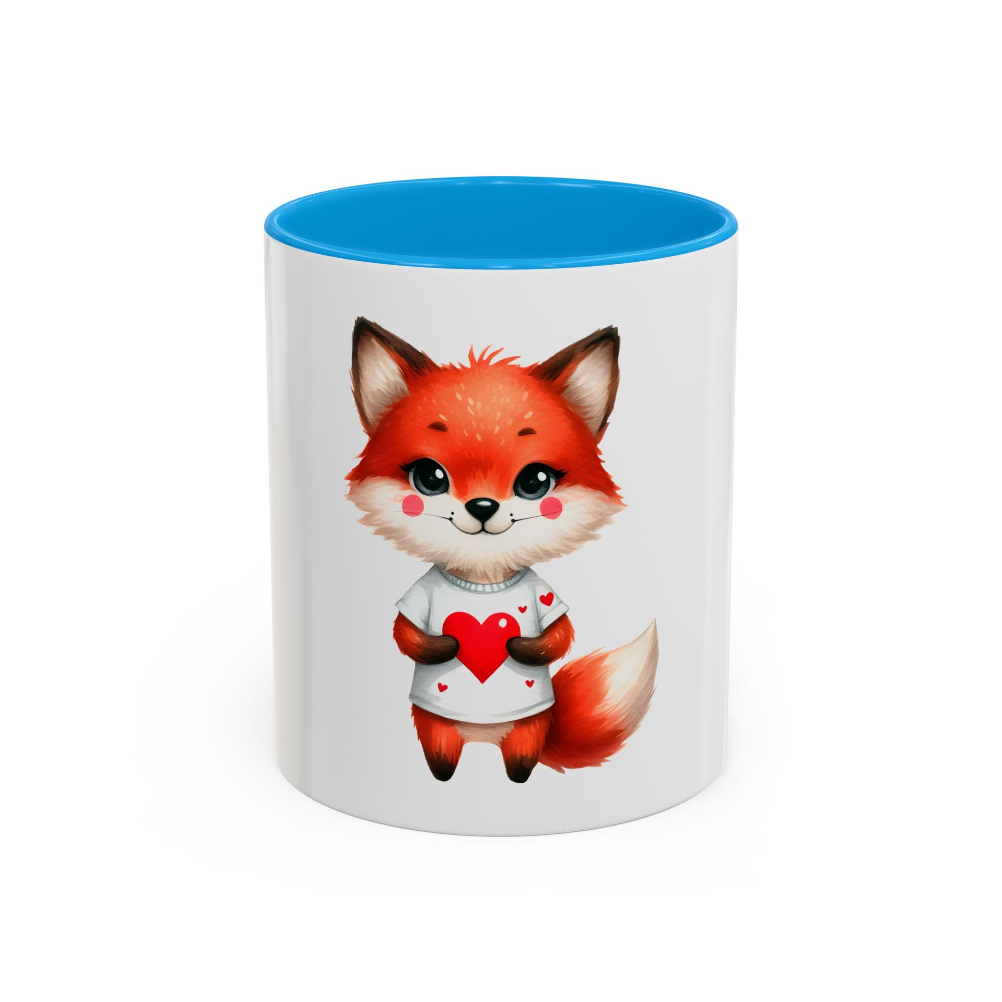 Cute Fox Heart Mug – Adorable Red Fox Holding Heart Coffee Cup (11oz)