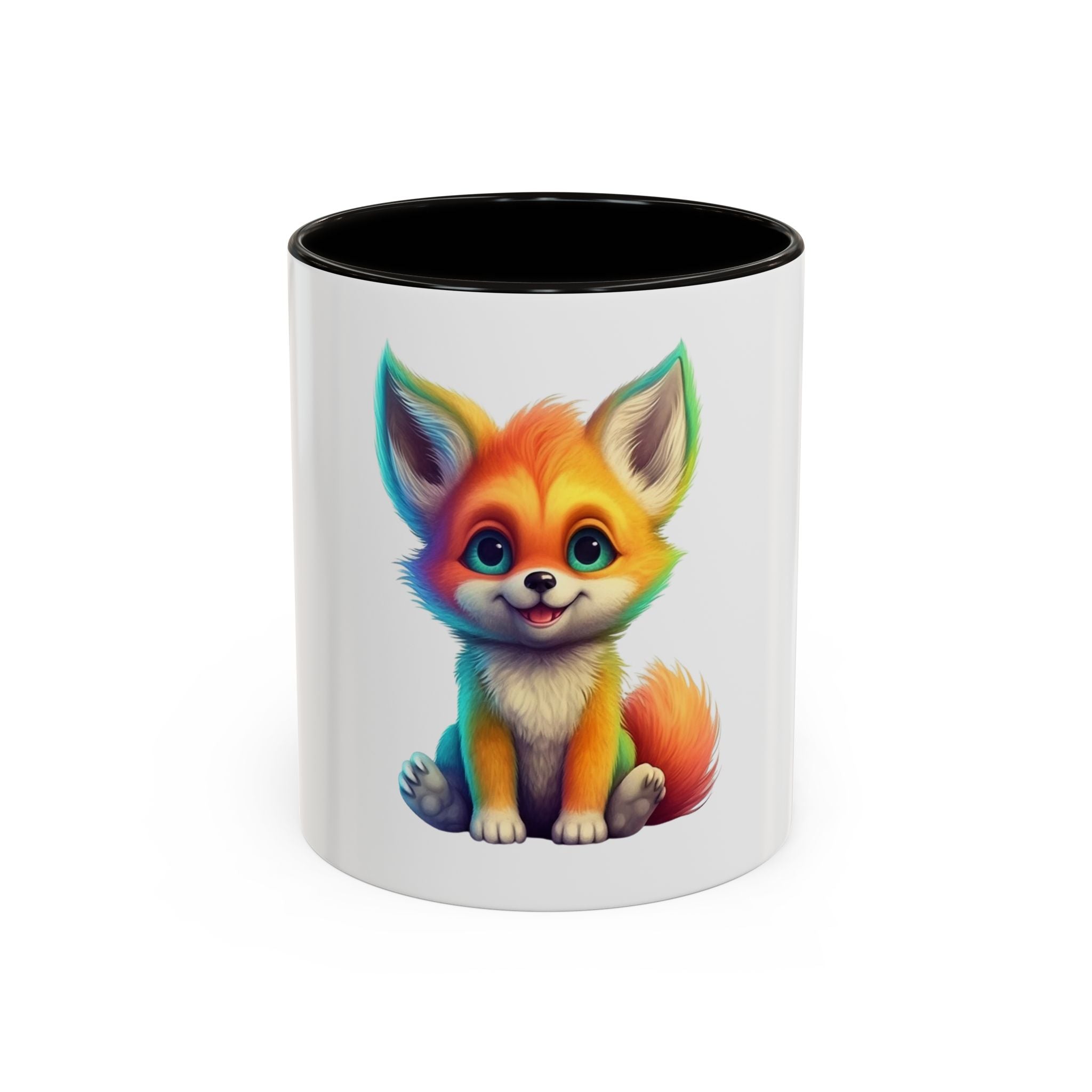 Cute Rainbow Fox Mug (11oz) – Colorful Kawaii Animal Coffee Cup