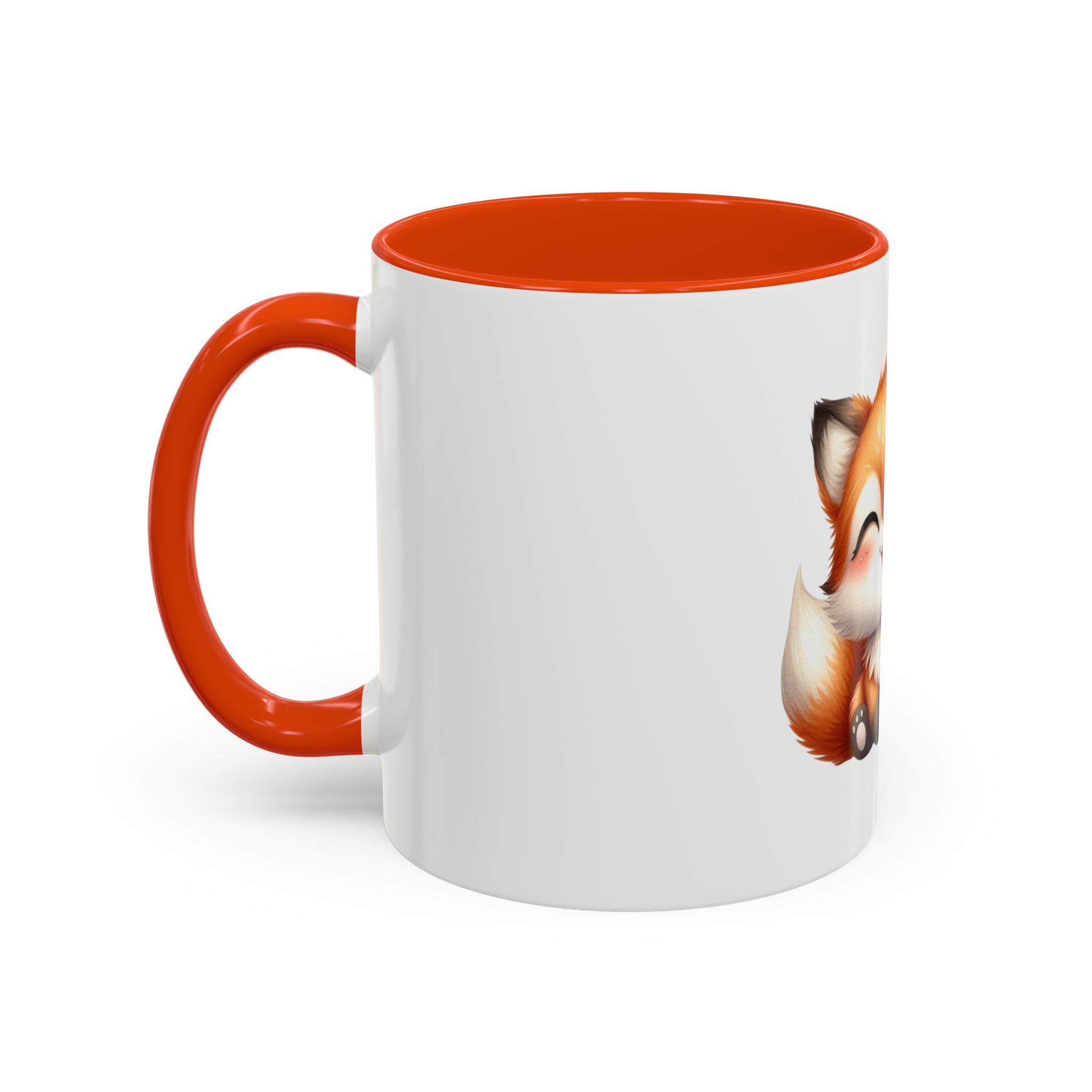 Cute Smiling Fox Coffee Mug — 11oz Color Accent Tea Cup