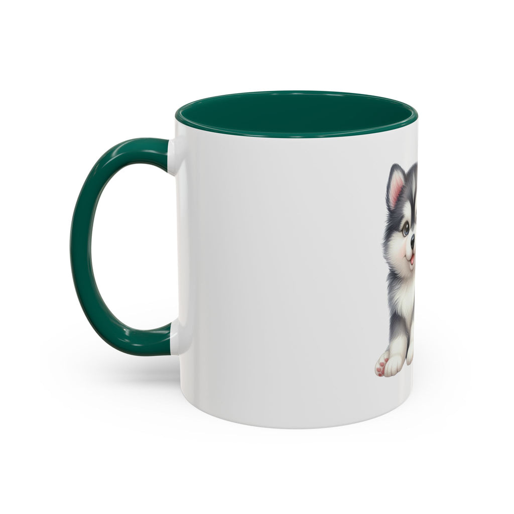 Cute Husky Puppy Coffee Mug — 11oz Color Accent Ceramic