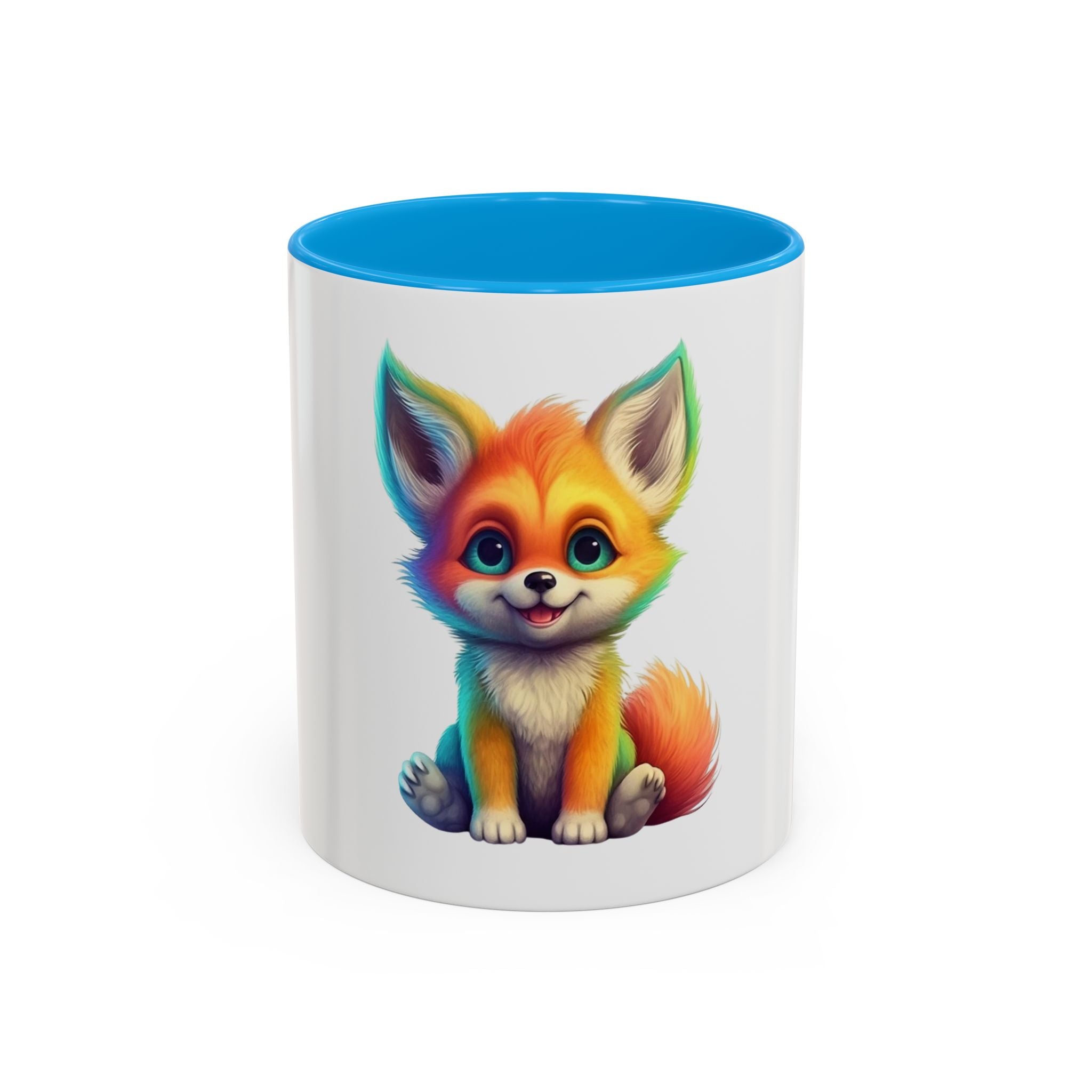 Cute Rainbow Fox Mug (11oz) – Colorful Kawaii Animal Coffee Cup