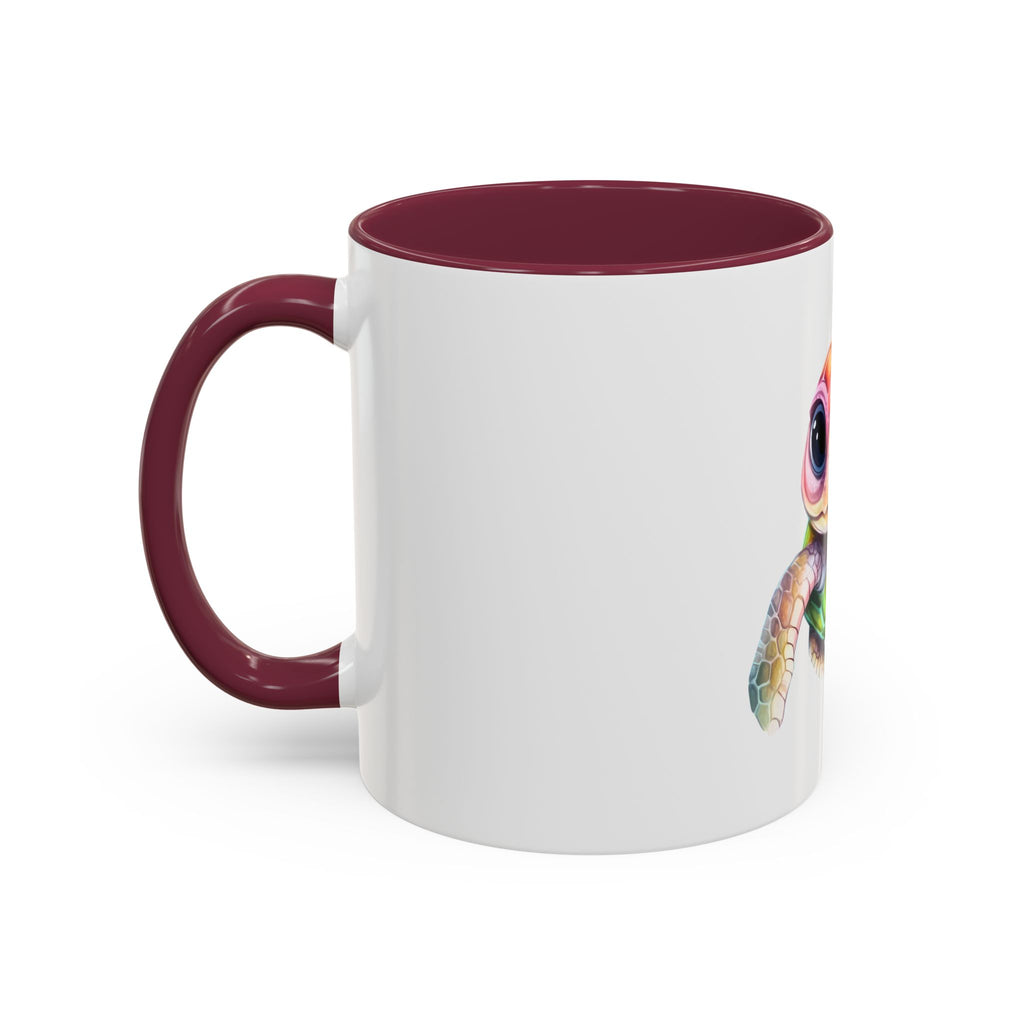 Colorful Cute Sea Turtle Coffee Mug — Vibrant Watercolor Turtle 11oz