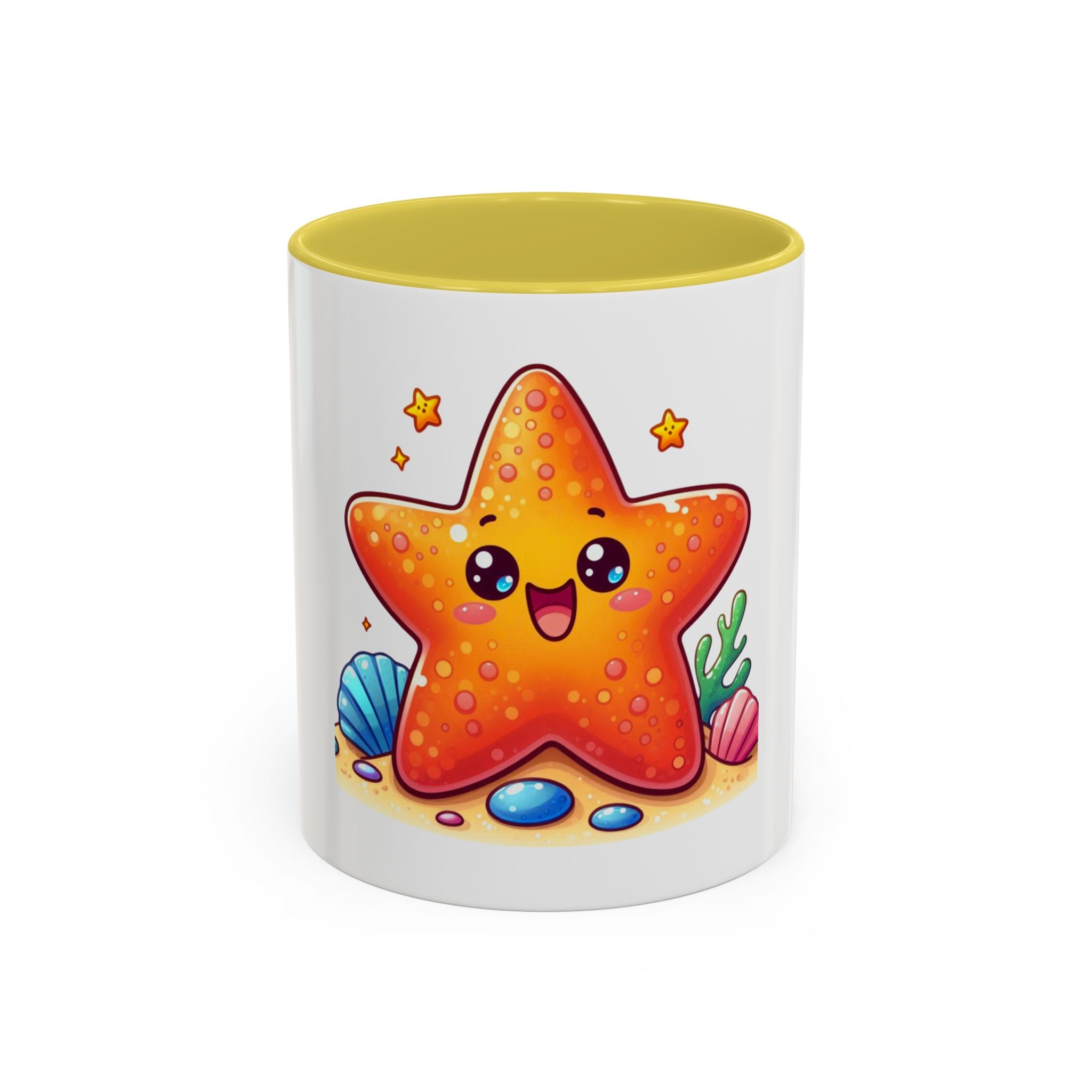 Cute Kawaii Starfish Coffee Mug – Colorful Ocean Cartoon 11oz