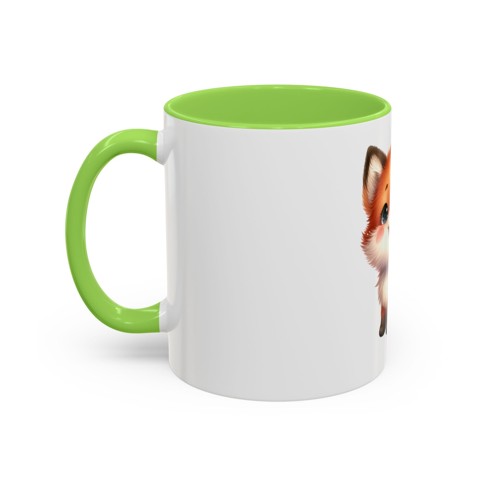 Cute Baby Fox Coffee Mug – Adorable Cartoon Fox 11oz Color Accent