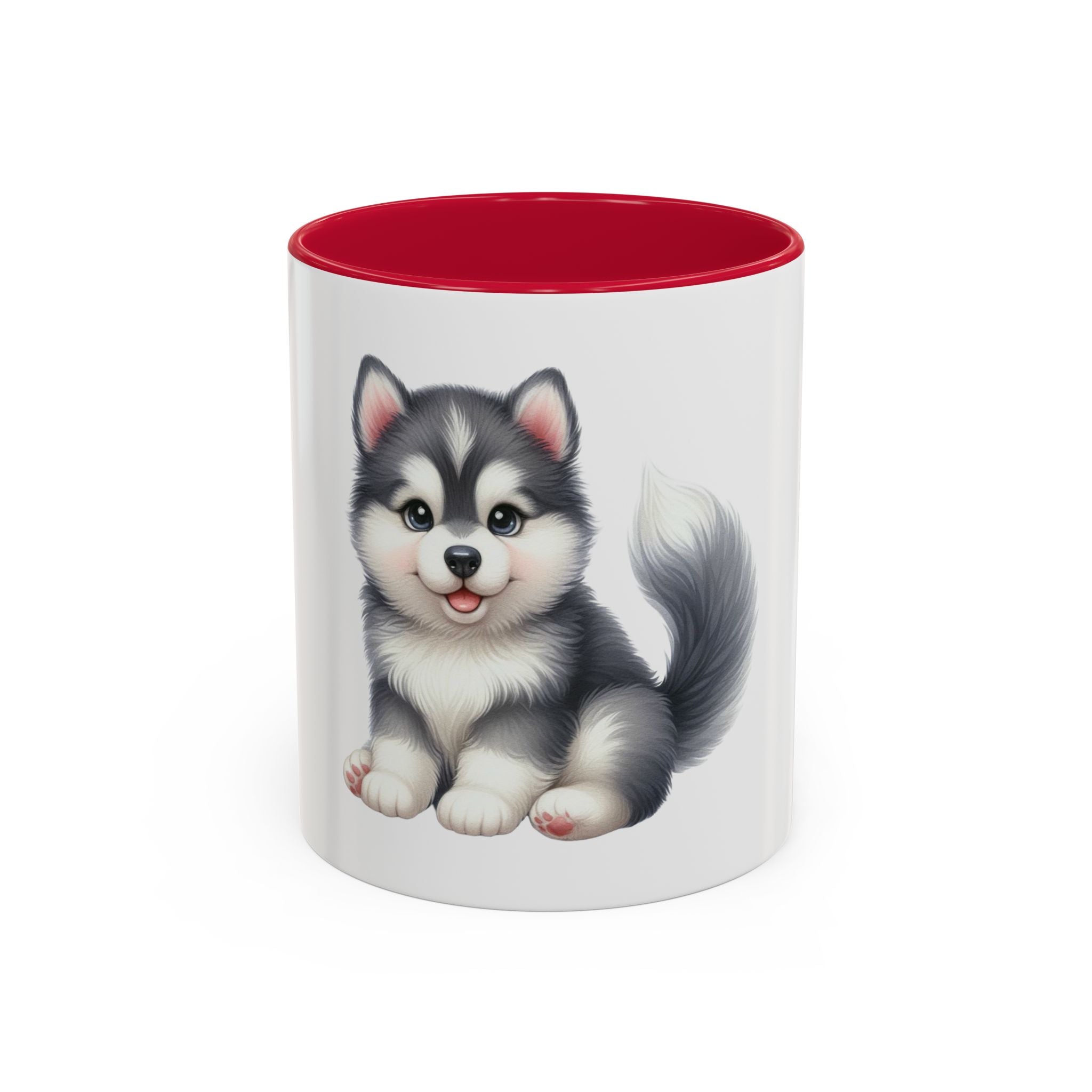 Cute Husky Puppy Coffee Mug — 11oz Color Accent Ceramic