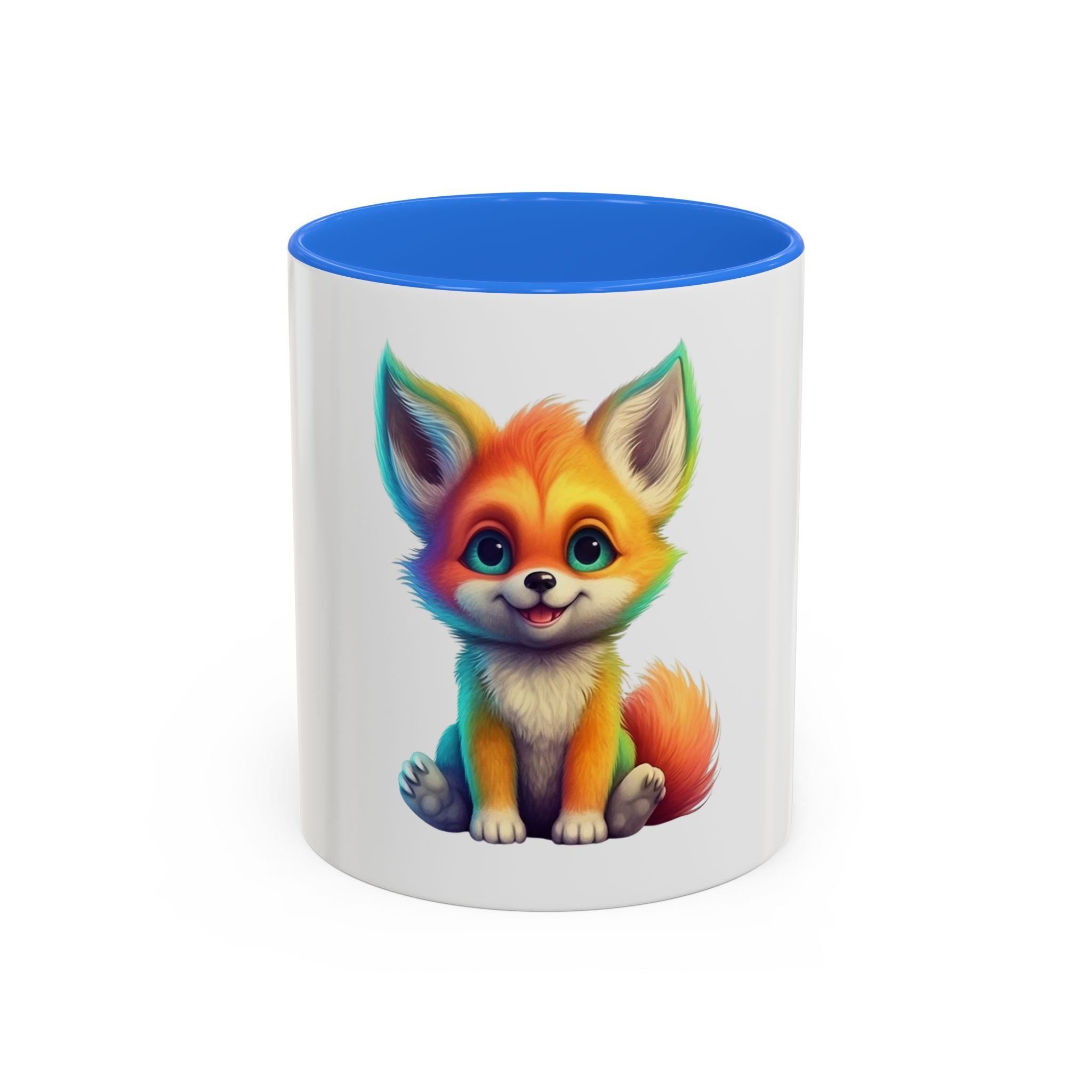 Cute Rainbow Fox Mug (11oz) – Colorful Kawaii Animal Coffee Cup