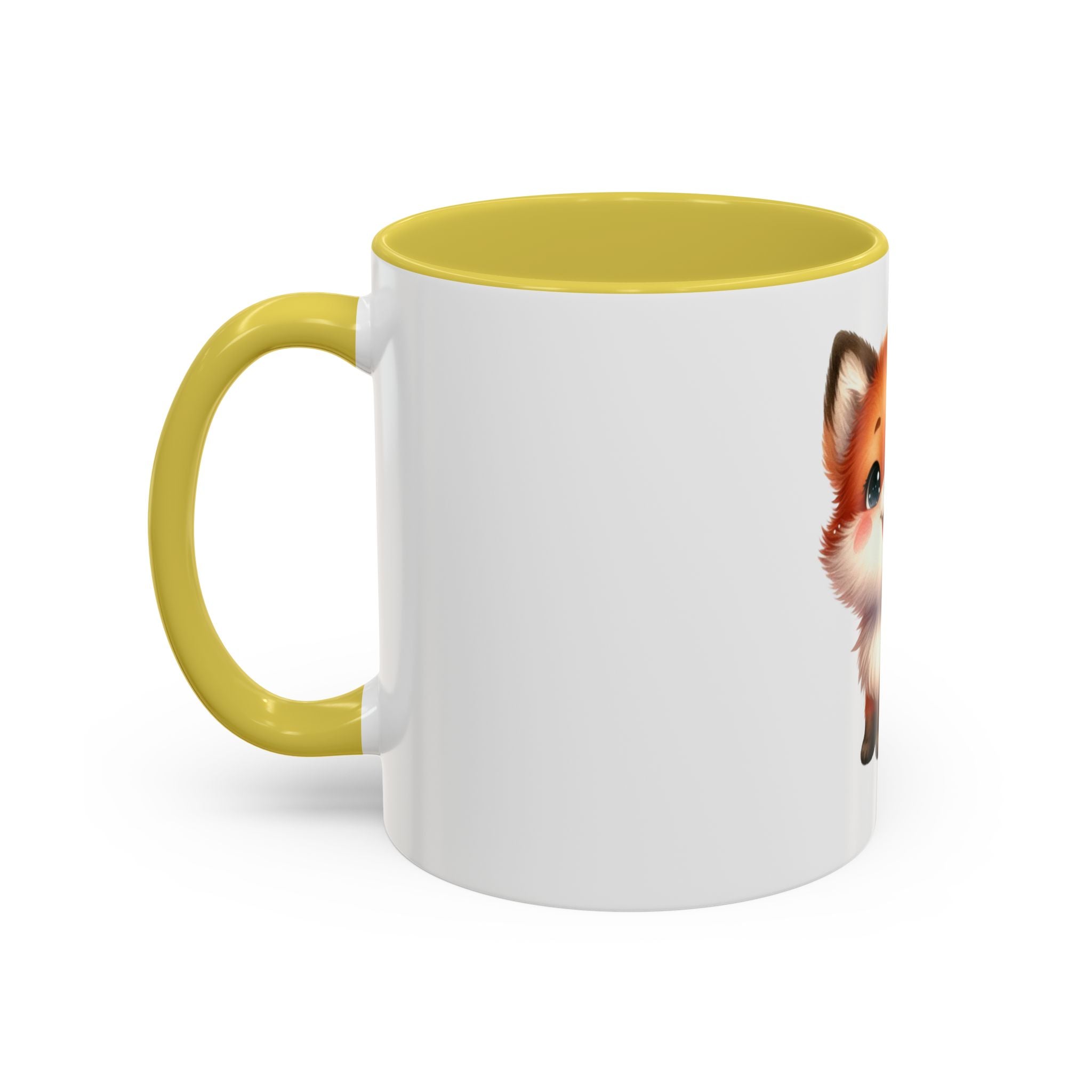 Cute Baby Fox Coffee Mug – Adorable Cartoon Fox 11oz Color Accent