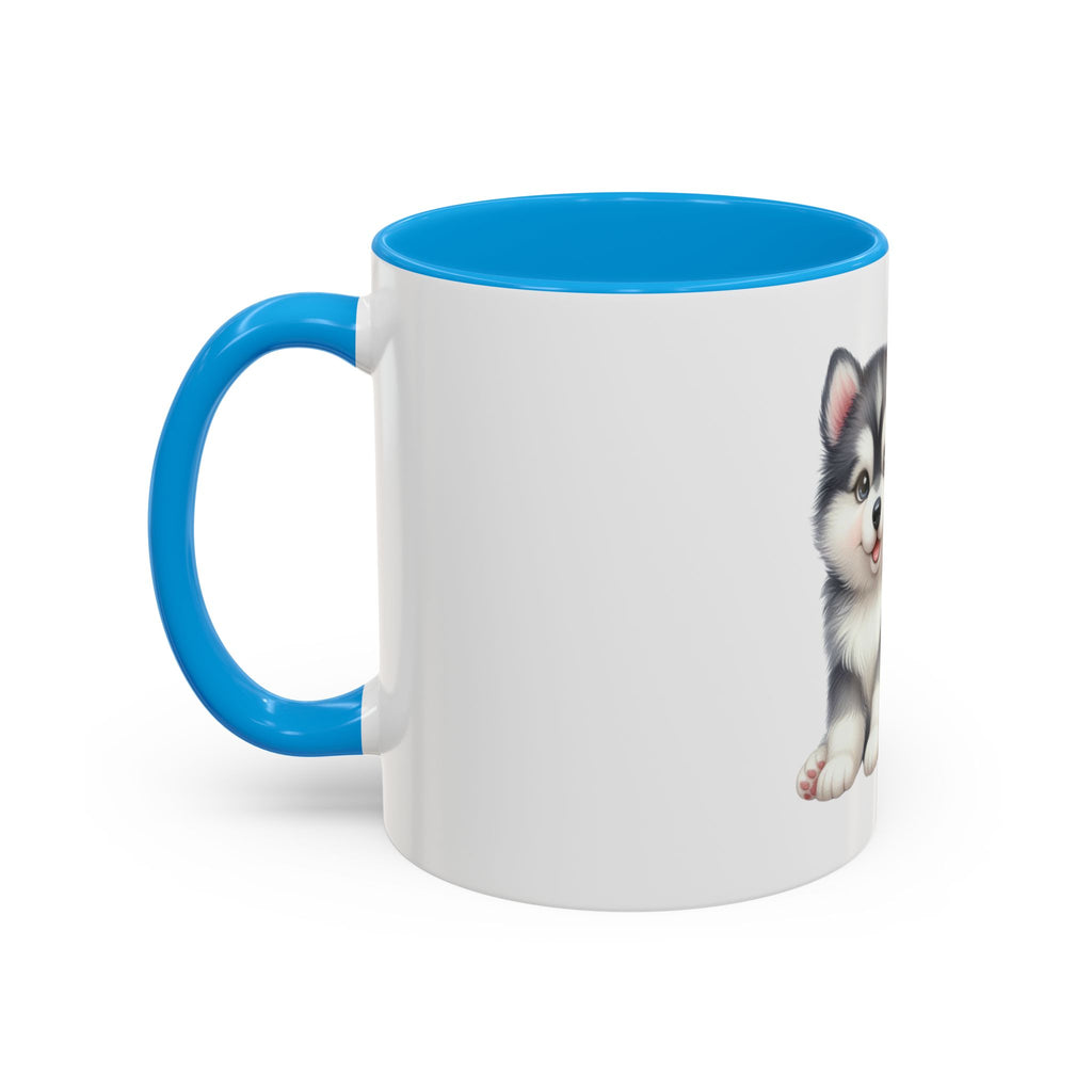 Cute Husky Puppy Coffee Mug — 11oz Color Accent Ceramic