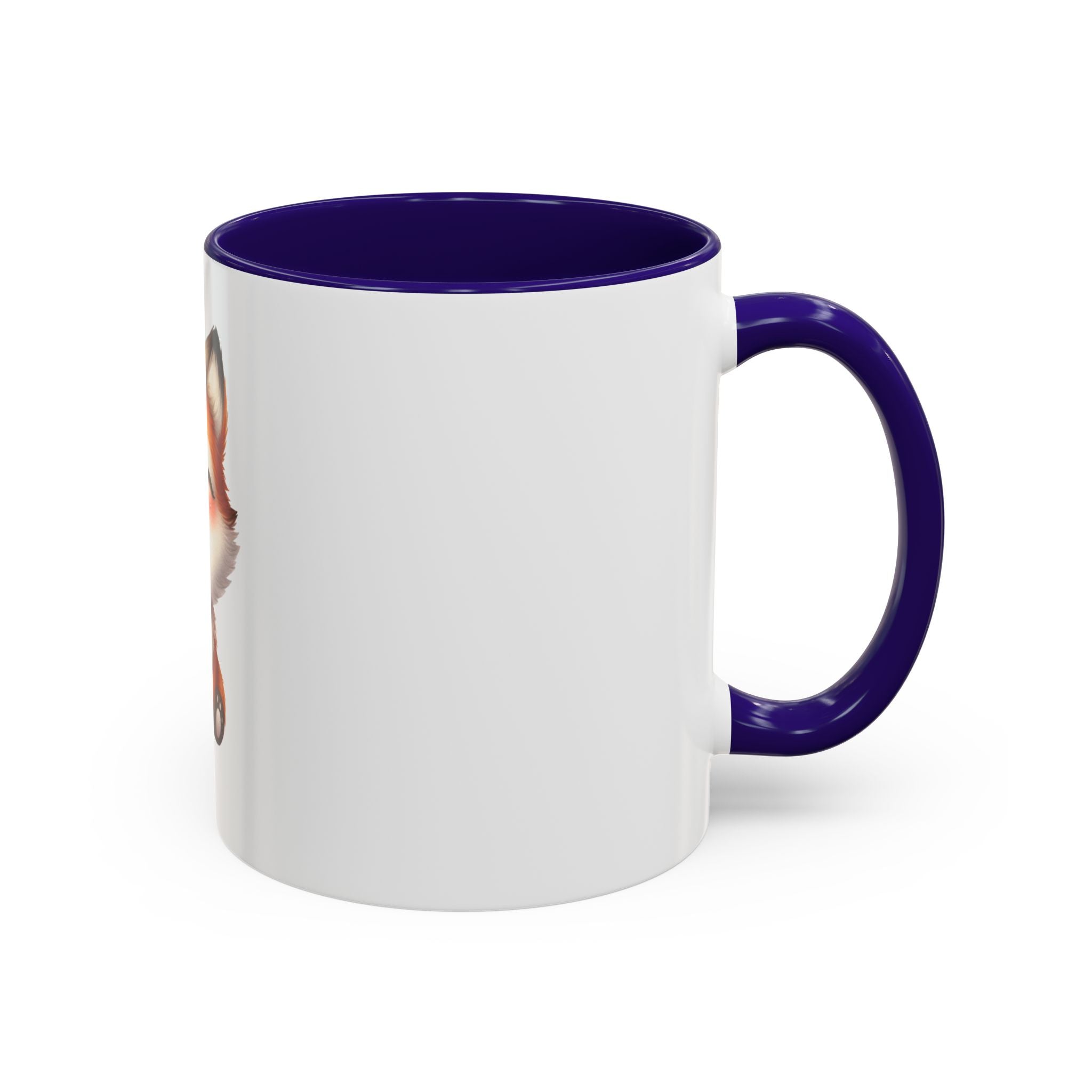 Cute Smiling Fox Coffee Mug — 11oz Color Accent Tea Cup