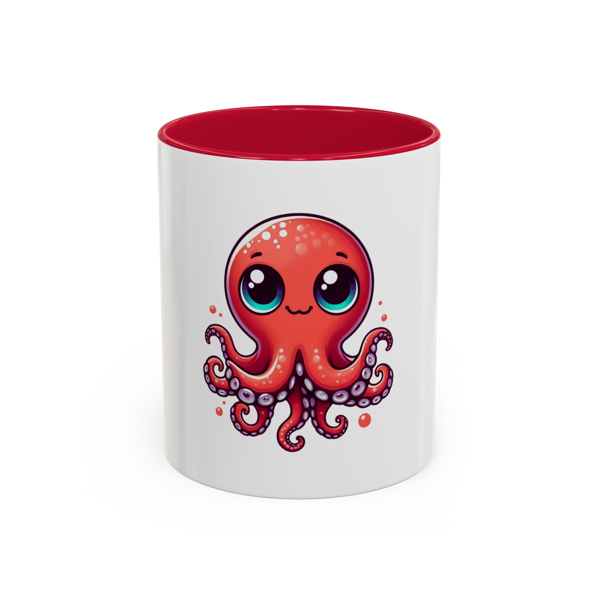 Cute Red Octopus Coffee Mug (11oz) - Kawaii Sea Creature Ceramic Cup