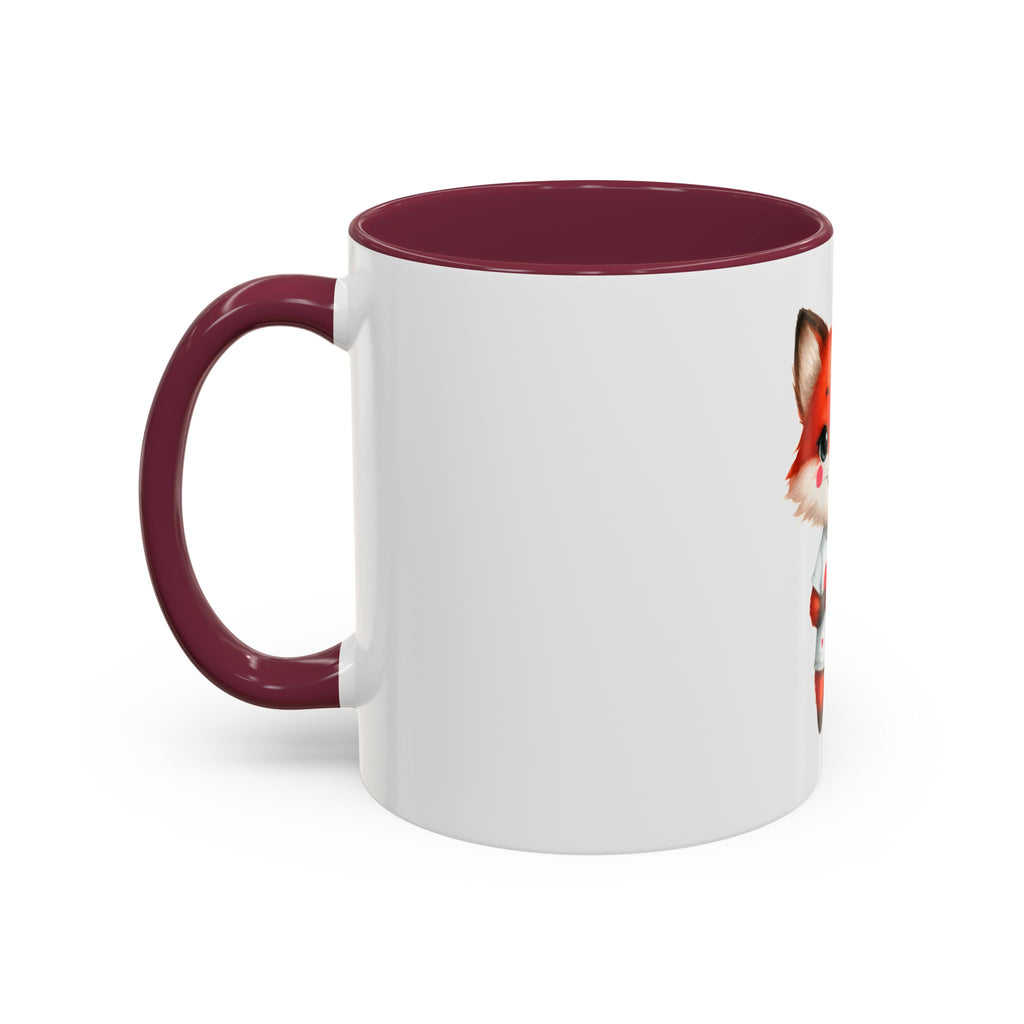 Cute Fox Heart Mug – Adorable Red Fox Holding Heart Coffee Cup (11oz)