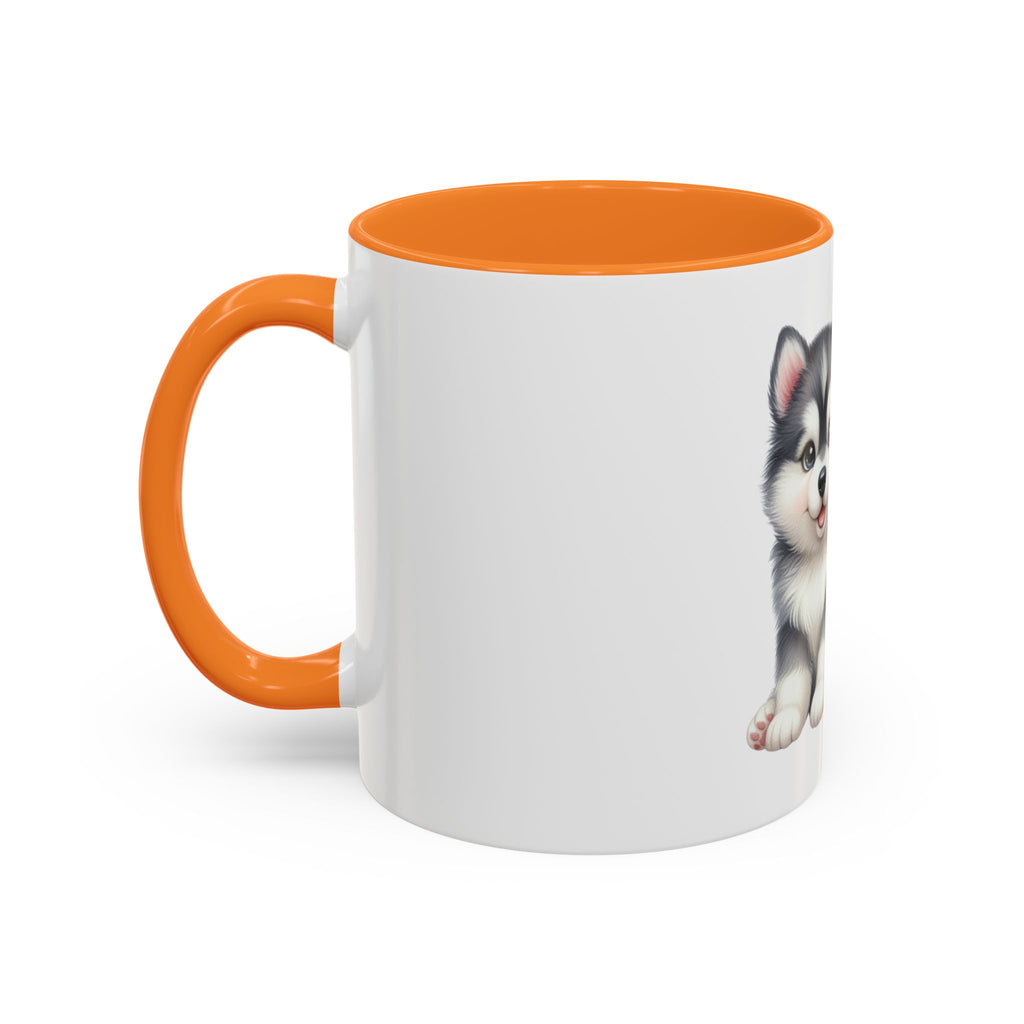 Cute Husky Puppy Coffee Mug — 11oz Color Accent Ceramic