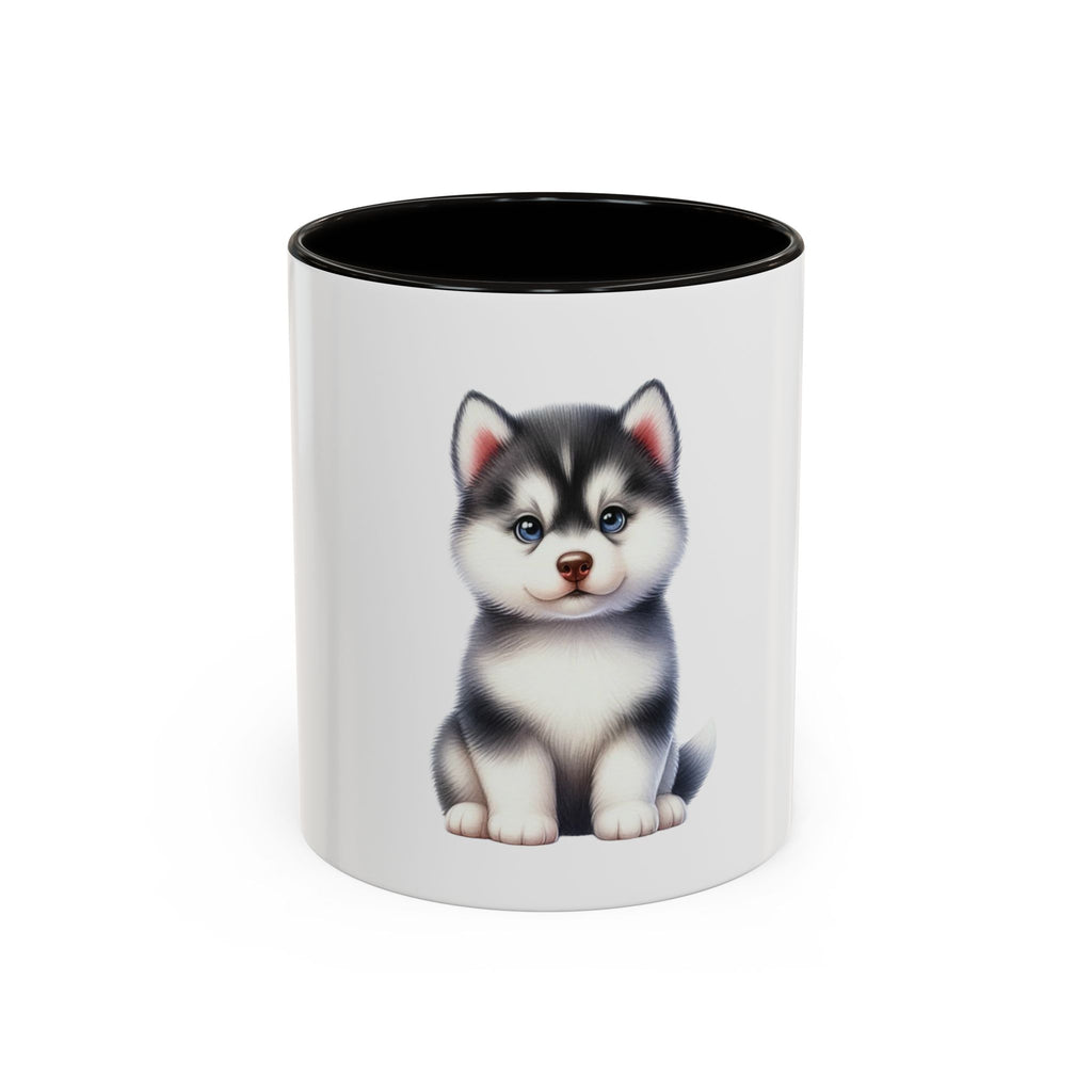 Cute Husky Puppy Coffee Mug — 11oznColor Accent Ceramic Mug