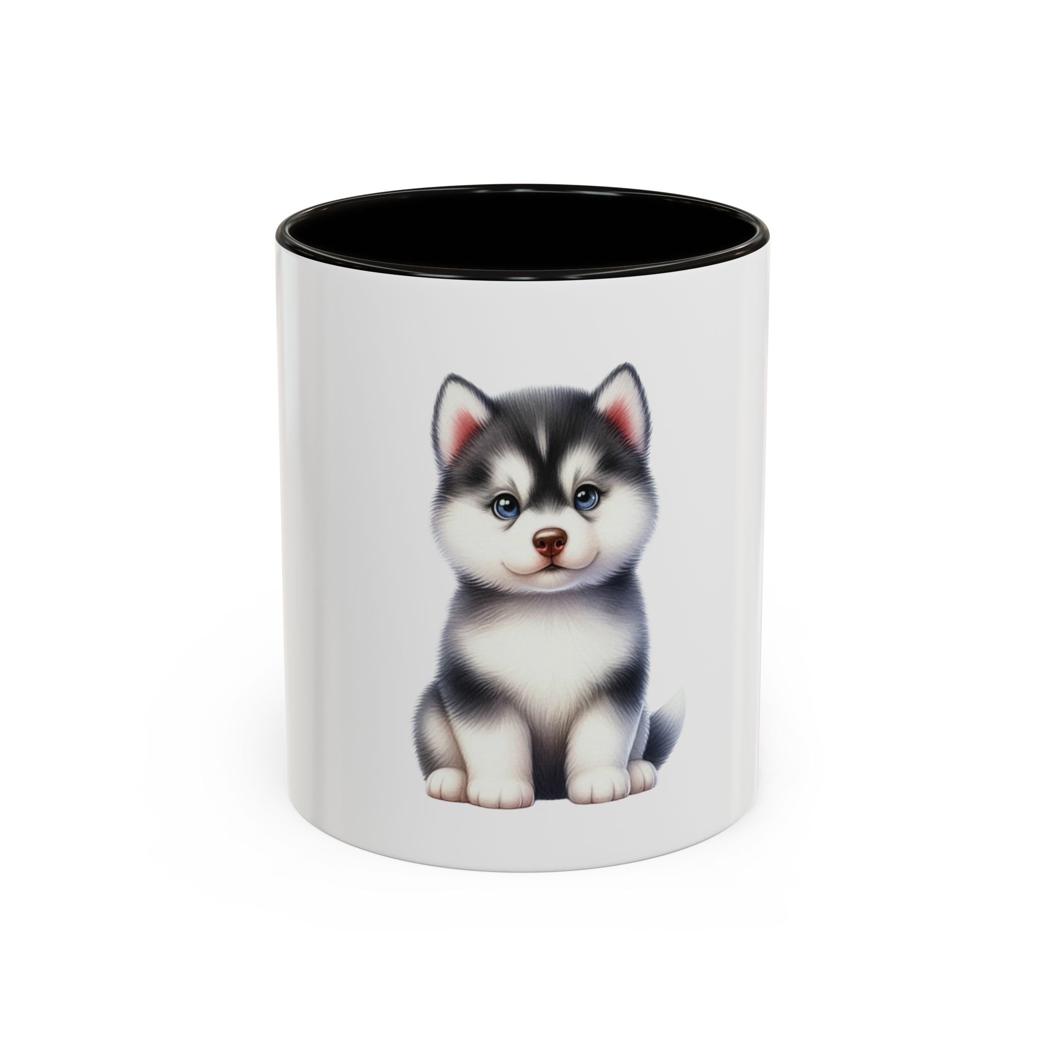 Cute Husky Puppy Coffee Mug — 11oznColor Accent Ceramic Mug