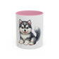 Cute Husky Puppy Coffee Mug — 11oz Color Accent Ceramic