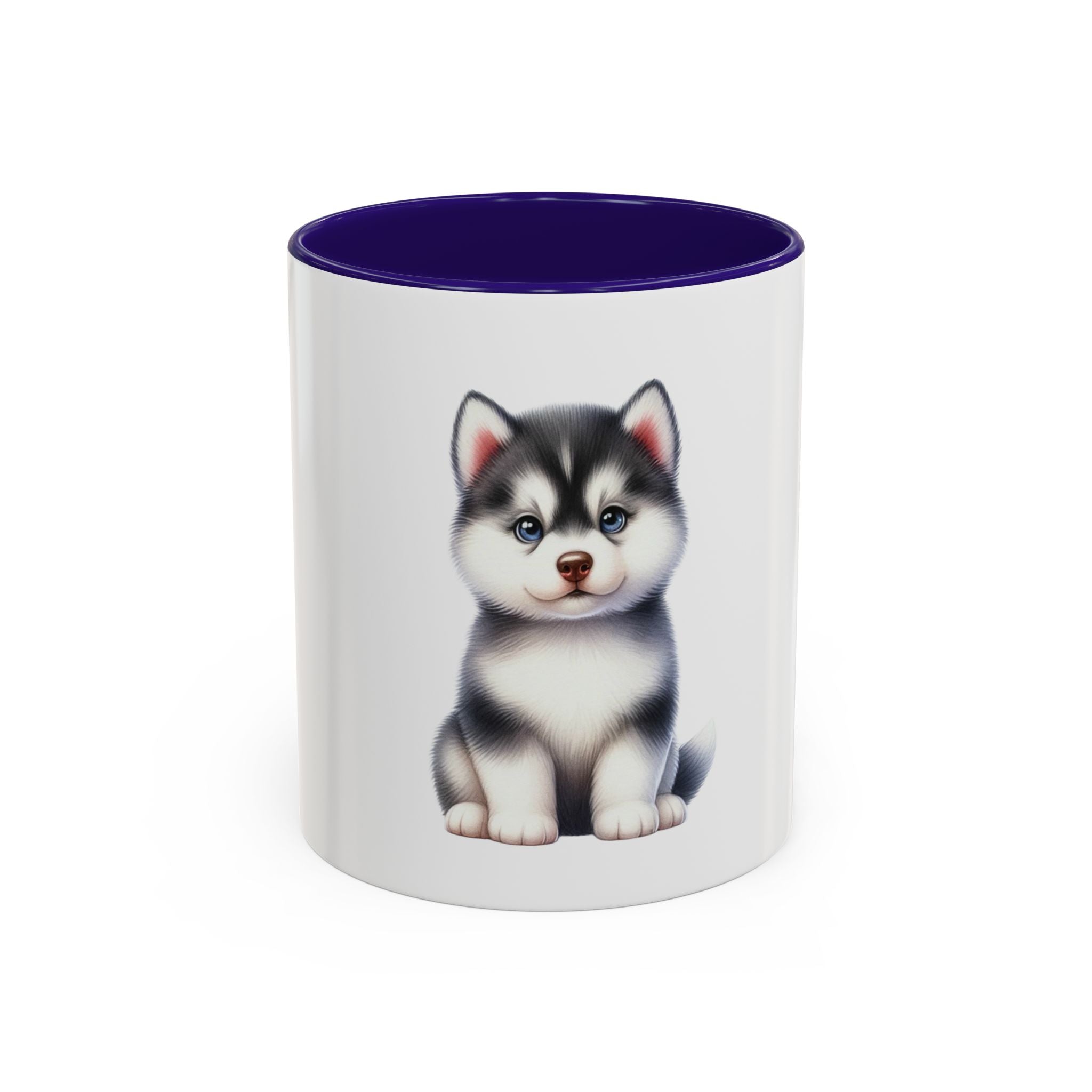 Cute Husky Puppy Coffee Mug — 11oznColor Accent Ceramic Mug