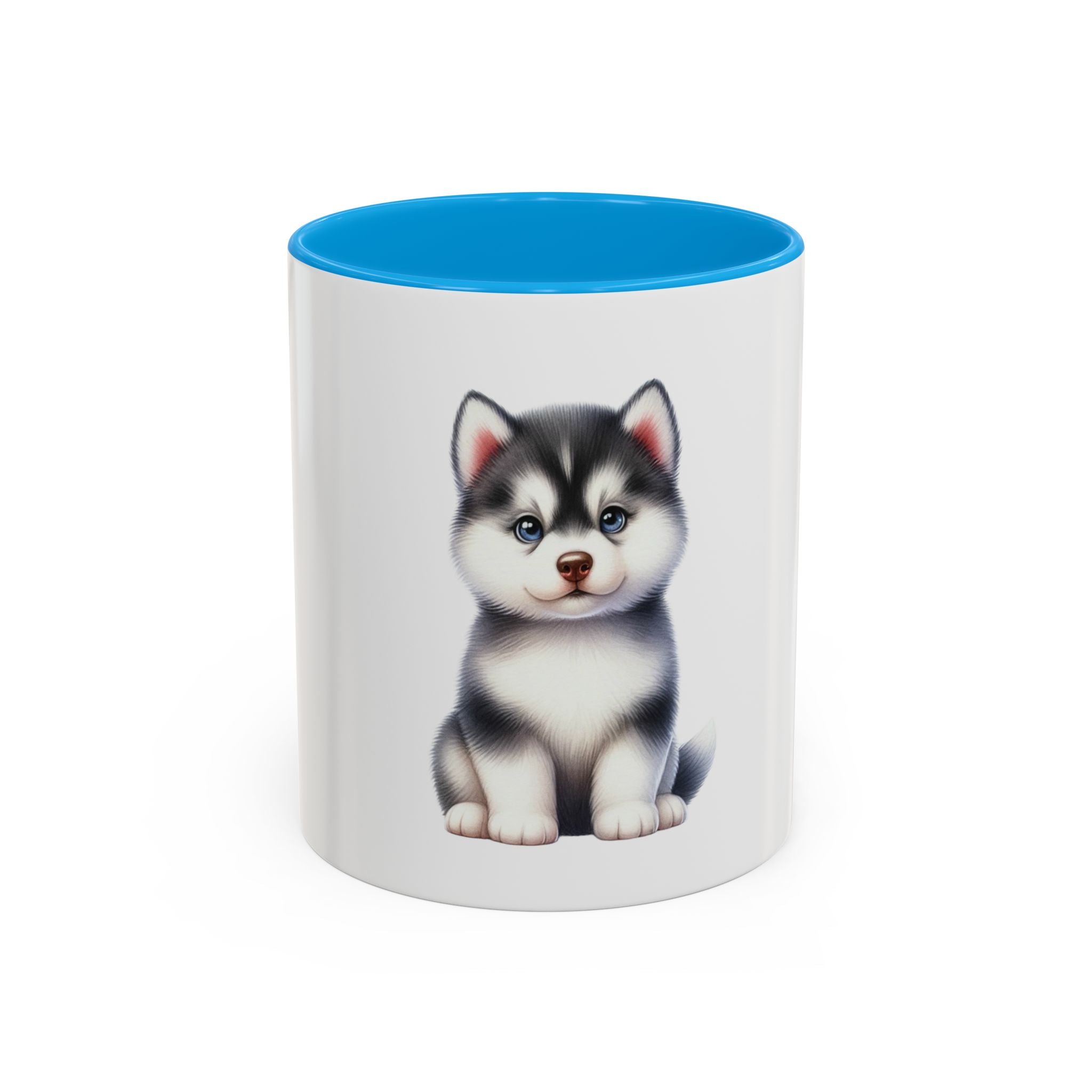 Cute Husky Puppy Coffee Mug — 11oznColor Accent Ceramic Mug