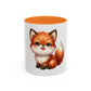 Cute Baby Fox Coffee Mug – Adorable Cartoon Fox 11oz Color Accent