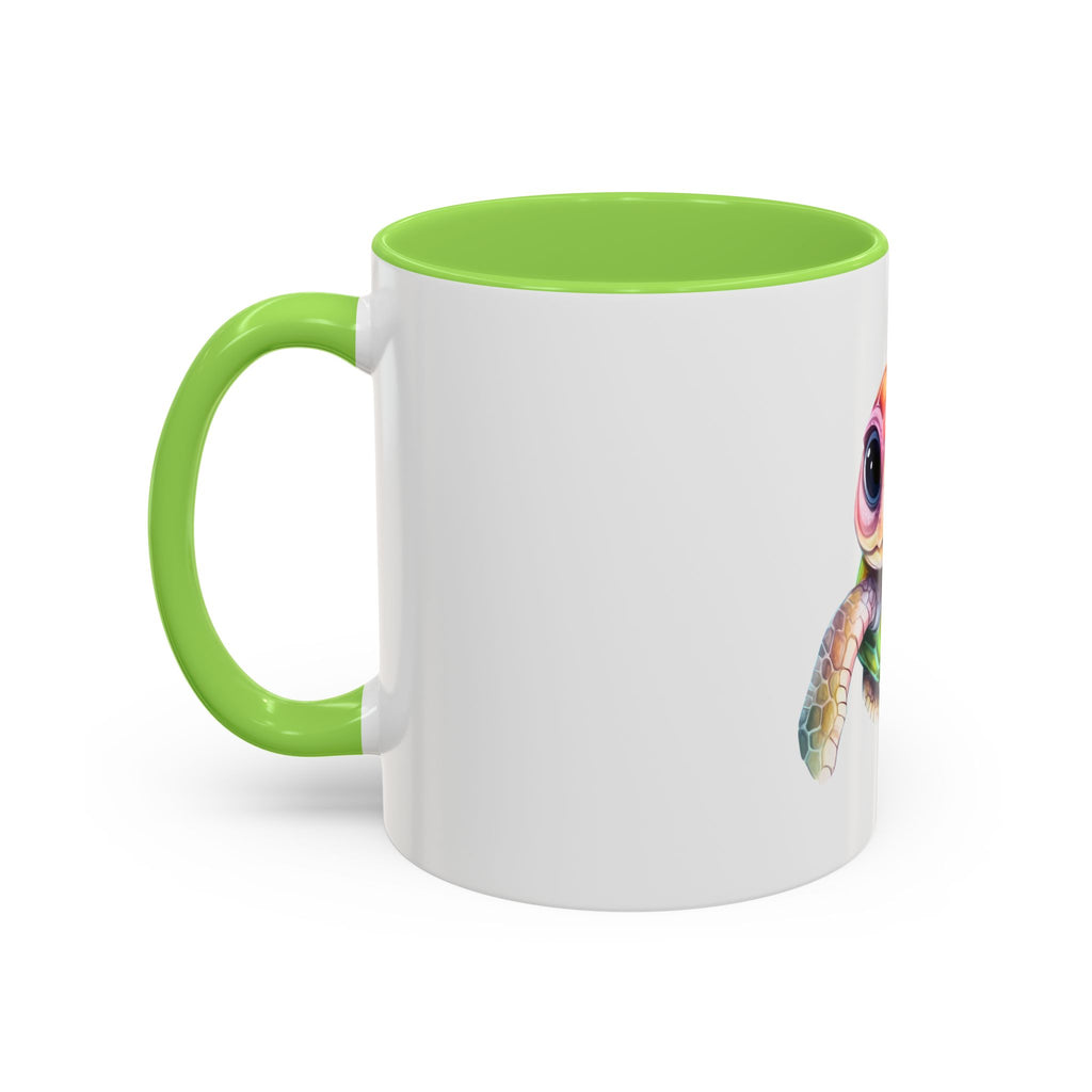 Colorful Cute Sea Turtle Coffee Mug — Vibrant Watercolor Turtle 11oz
