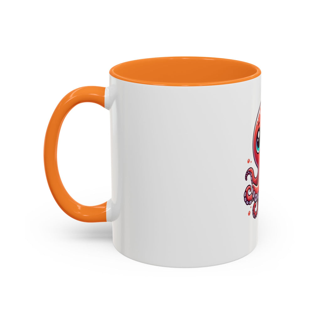 Cute Red Octopus Coffee Mug (11oz) - Kawaii Sea Creature Ceramic Cup