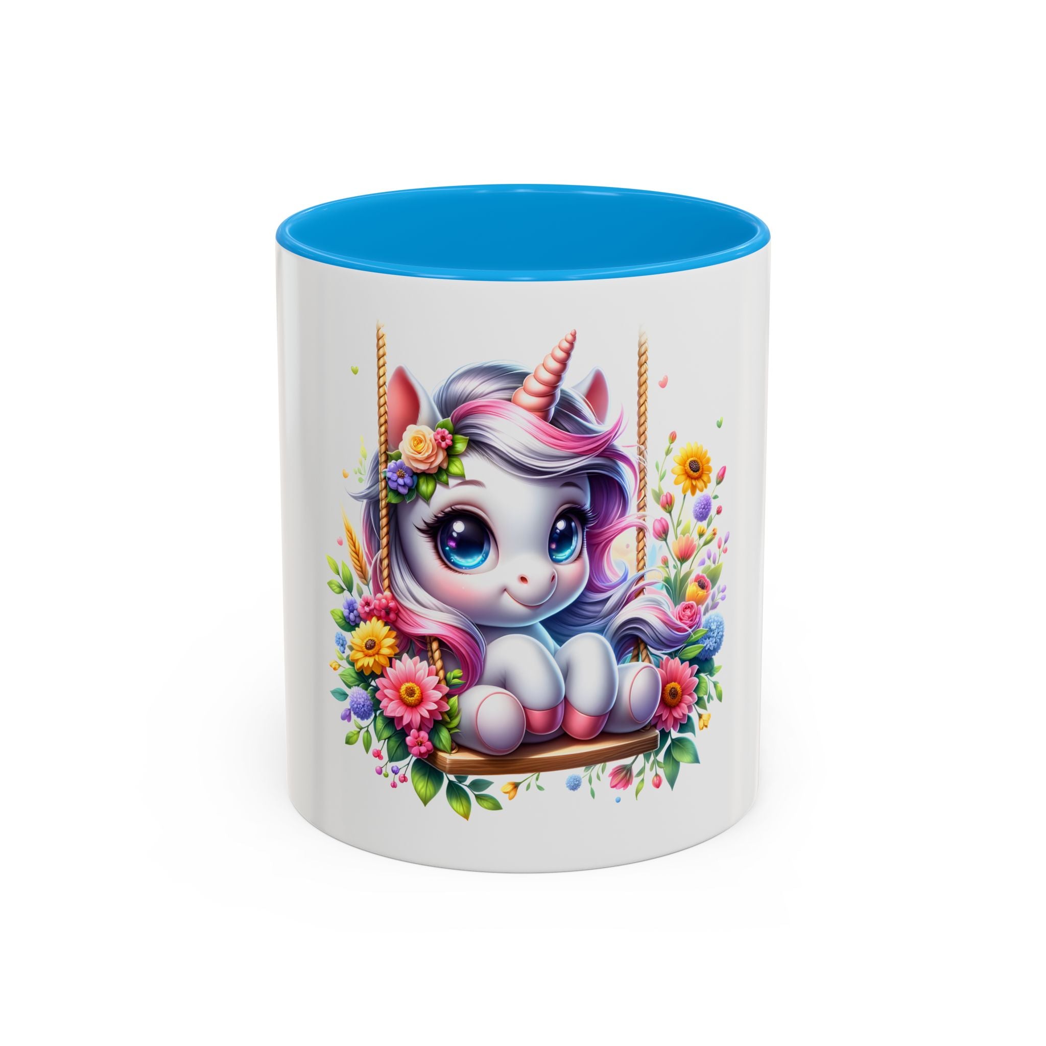 Cute Floral Unicorn Mug (11oz) - Colorful Kawaii Coffee Cup Gift