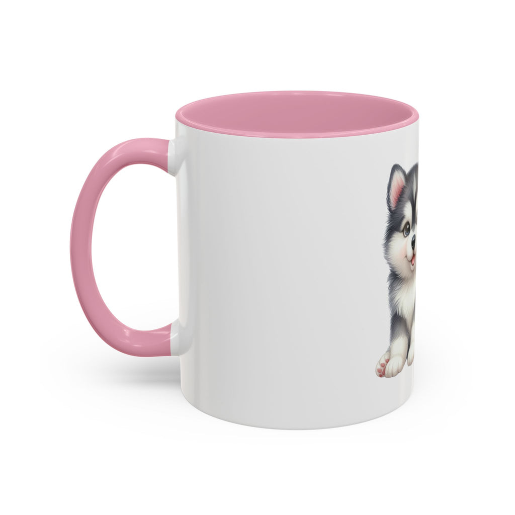 Cute Husky Puppy Coffee Mug — 11oz Color Accent Ceramic