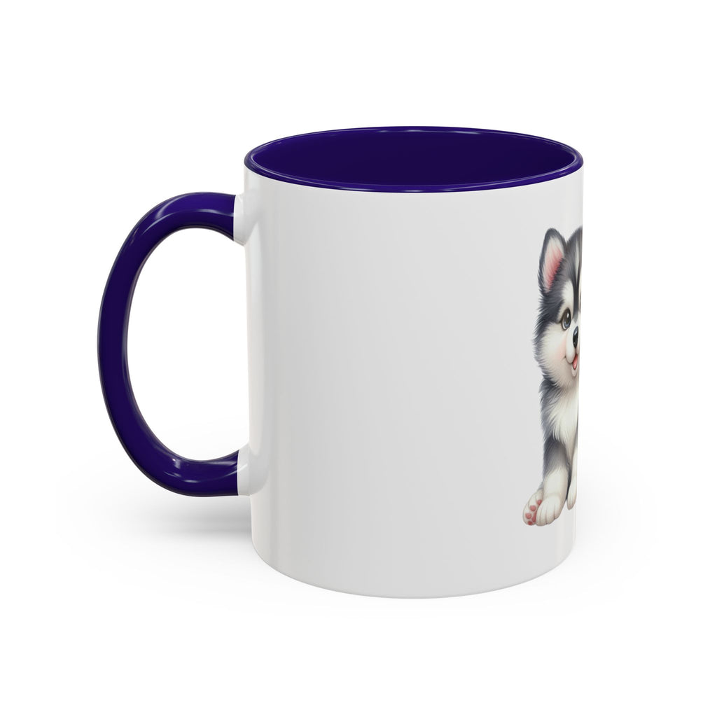 Cute Husky Puppy Coffee Mug — 11oz Color Accent Ceramic