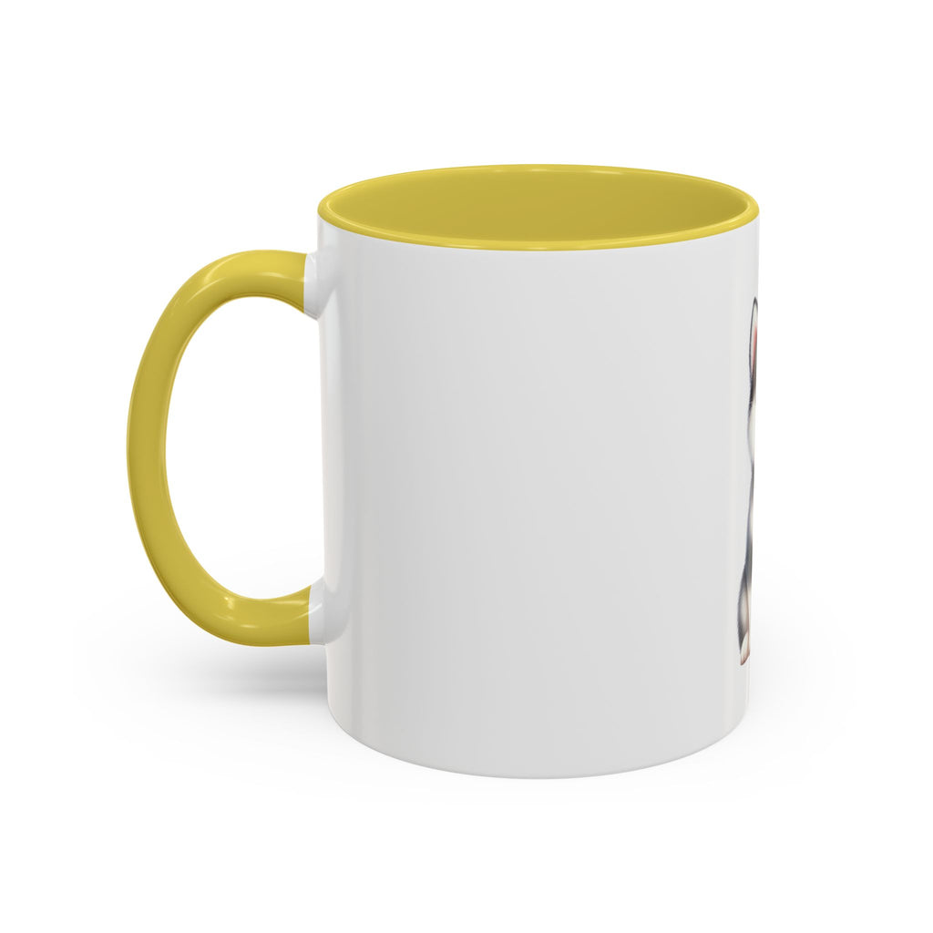 Cute Husky Puppy Coffee Mug — 11oznColor Accent Ceramic Mug