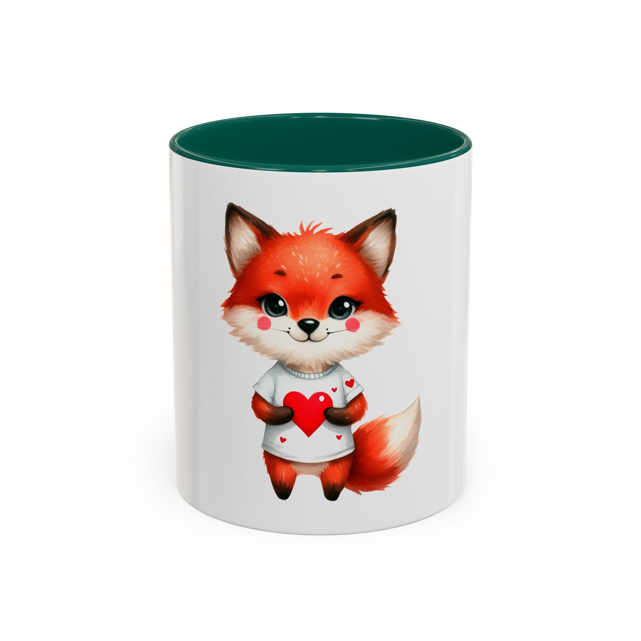Cute Fox Heart Mug – Adorable Red Fox Holding Heart Coffee Cup (11oz)