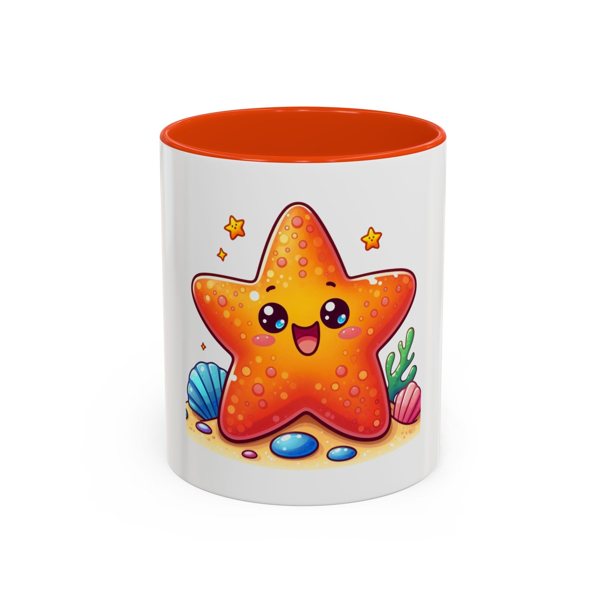 Cute Kawaii Starfish Coffee Mug – Colorful Ocean Cartoon 11oz