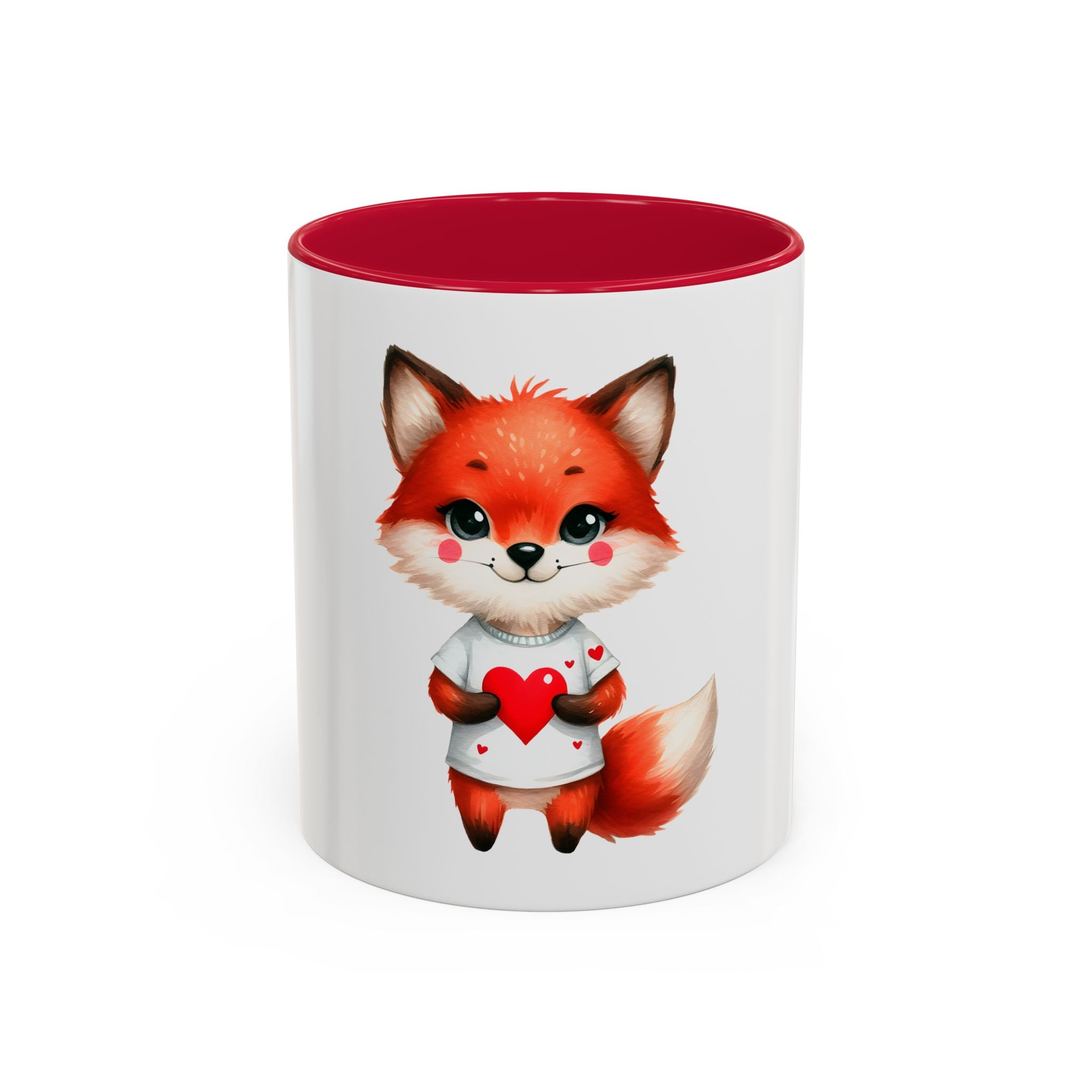 Cute Fox Heart Mug – Adorable Red Fox Holding Heart Coffee Cup (11oz)