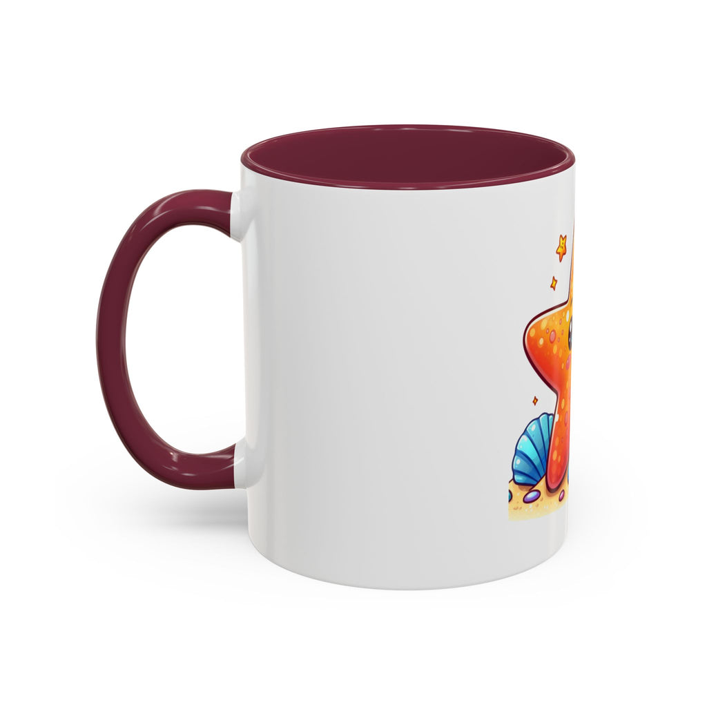 Cute Kawaii Starfish Coffee Mug – Colorful Ocean Cartoon 11oz