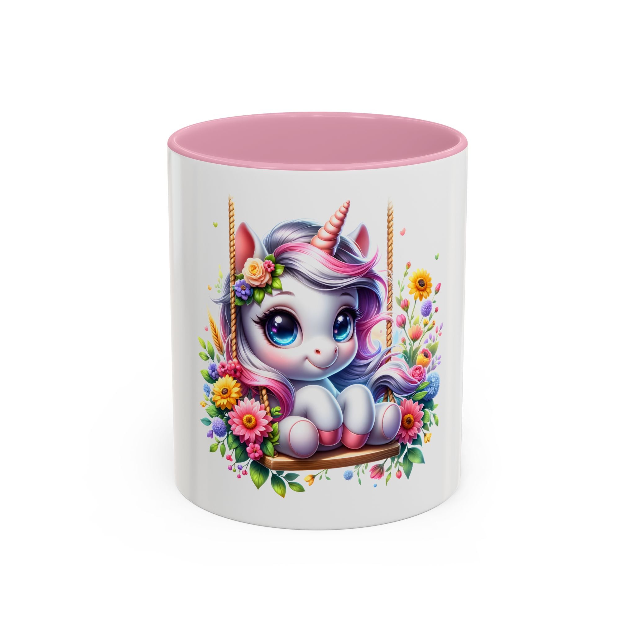 Cute Floral Unicorn Mug (11oz) - Colorful Kawaii Coffee Cup Gift
