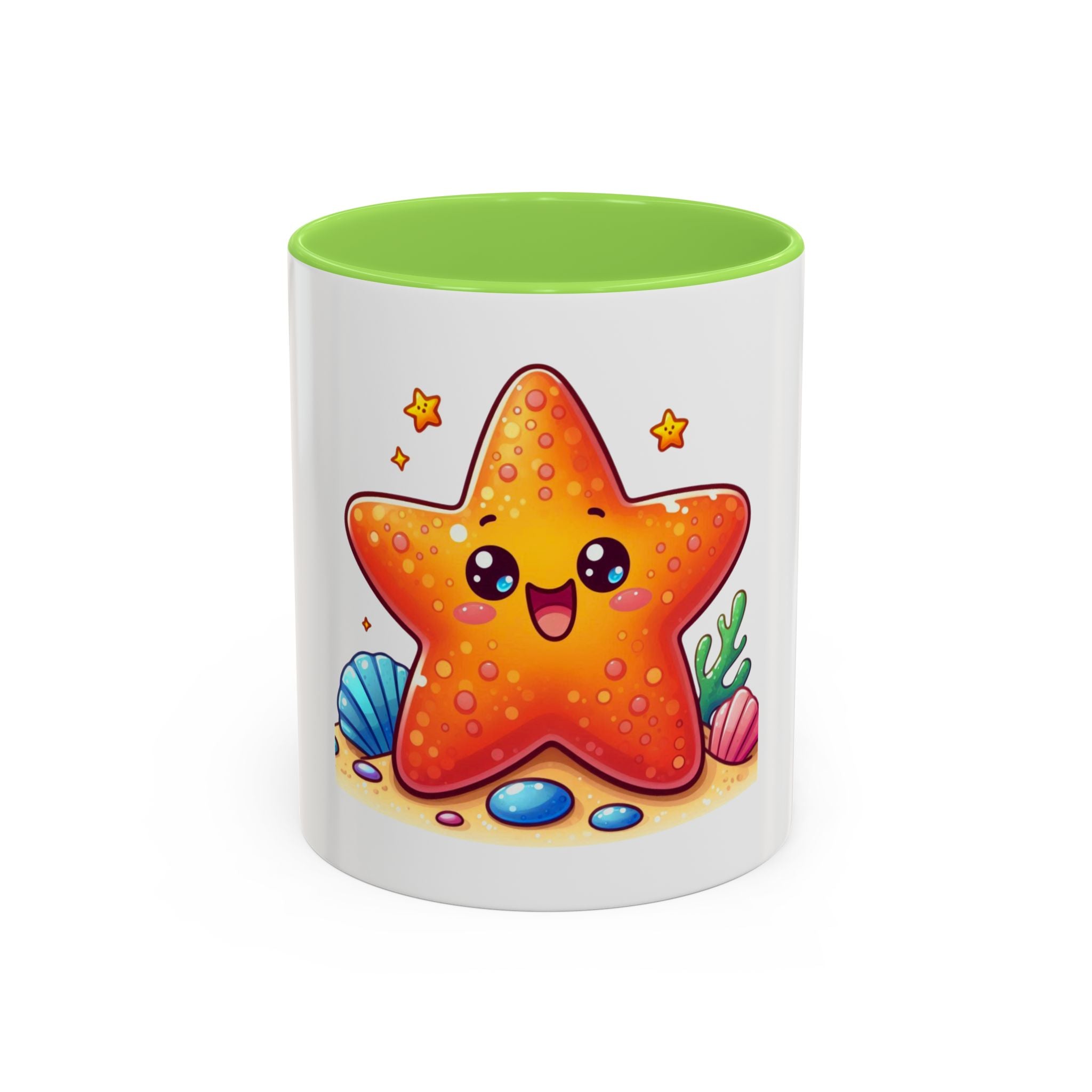 Cute Kawaii Starfish Coffee Mug – Colorful Ocean Cartoon 11oz