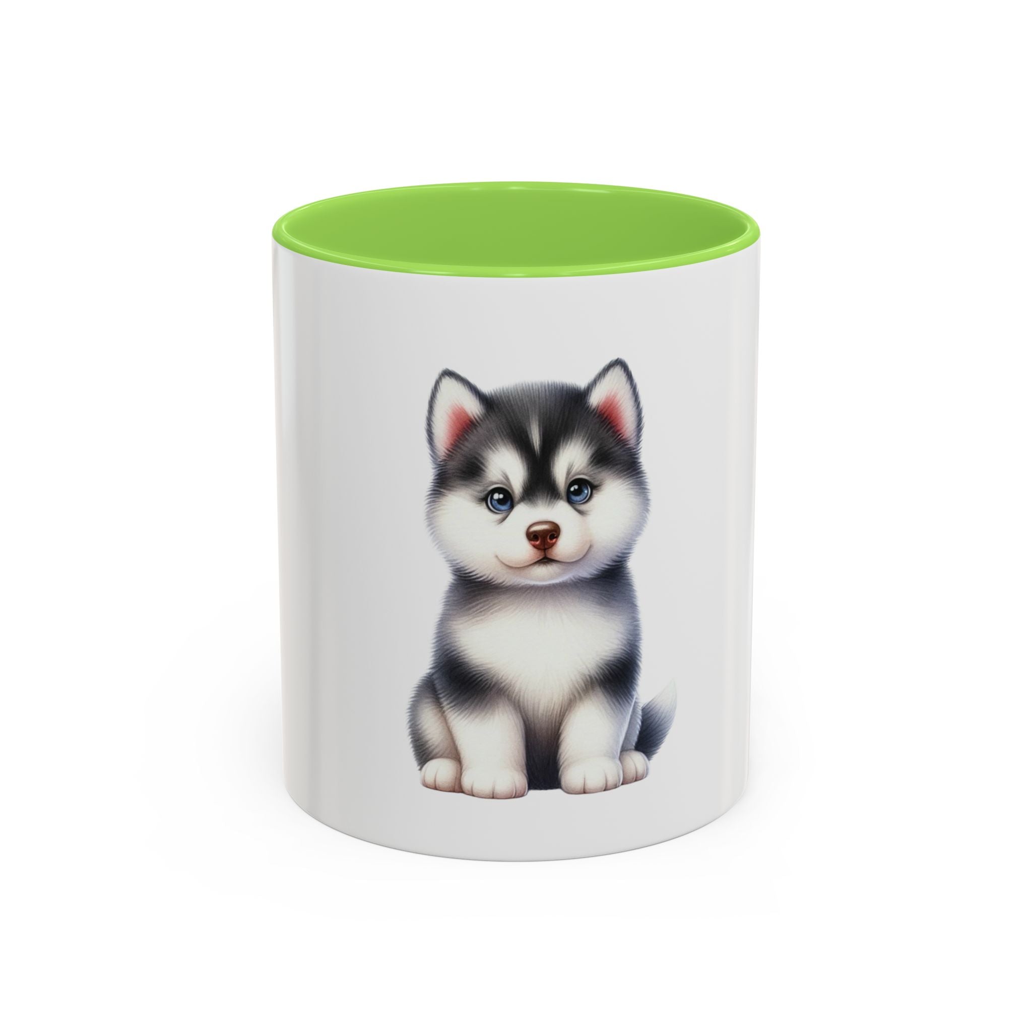 Cute Husky Puppy Coffee Mug — 11oznColor Accent Ceramic Mug