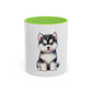 Cute Husky Puppy Coffee Mug — 11oznColor Accent Ceramic Mug